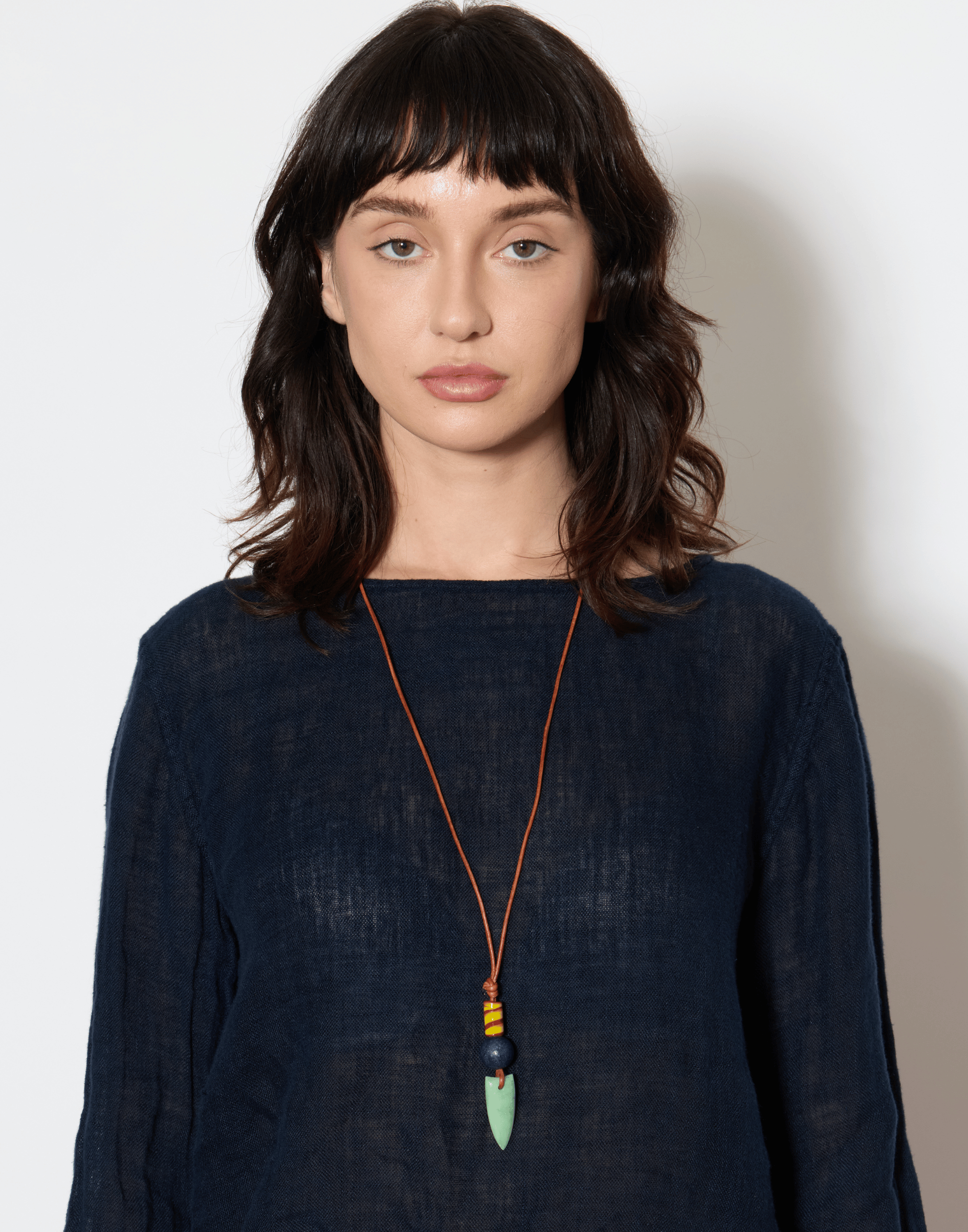 Carved Mixed Stone Pendant Necklace