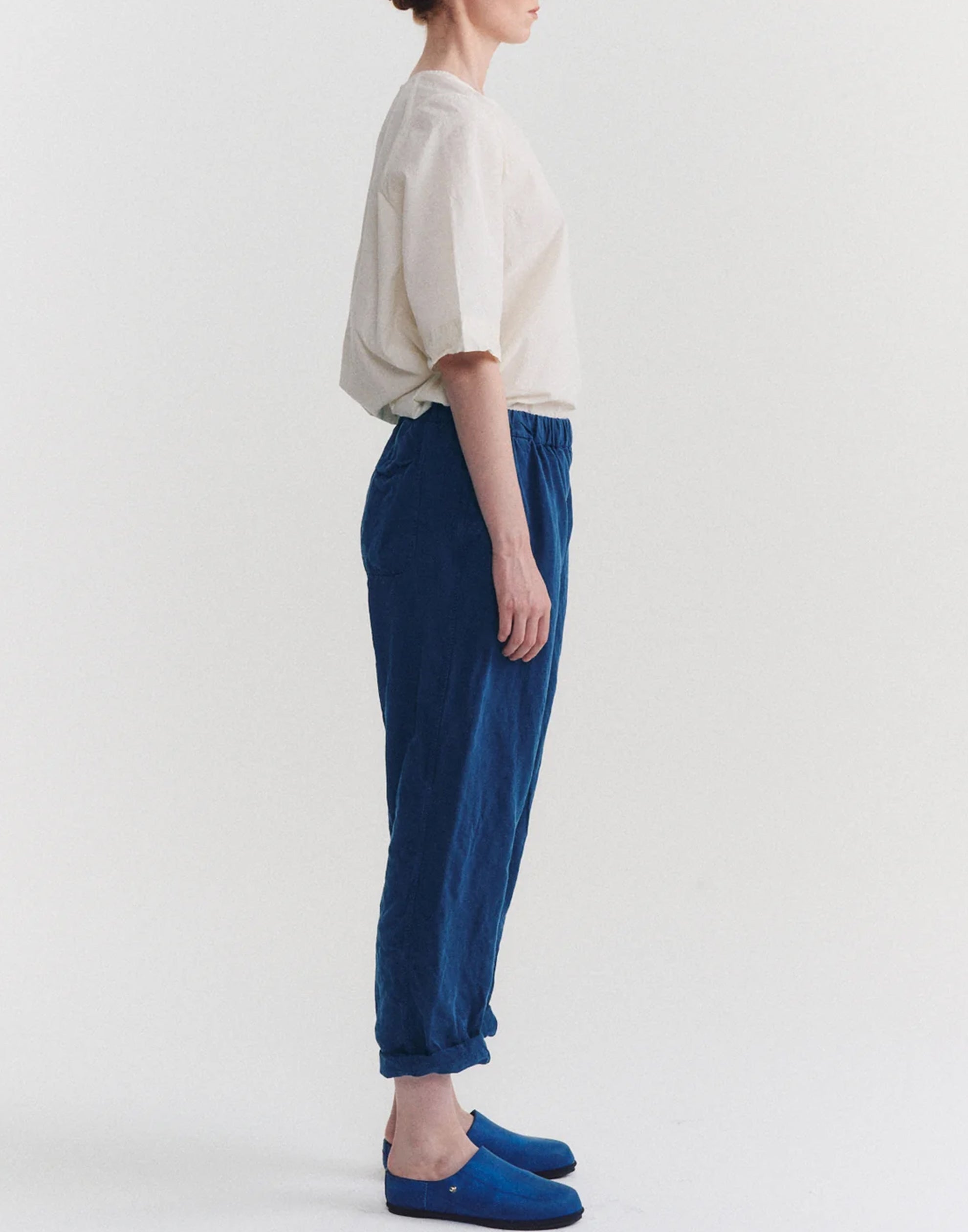 Blue Linen Blend Fabi Pants