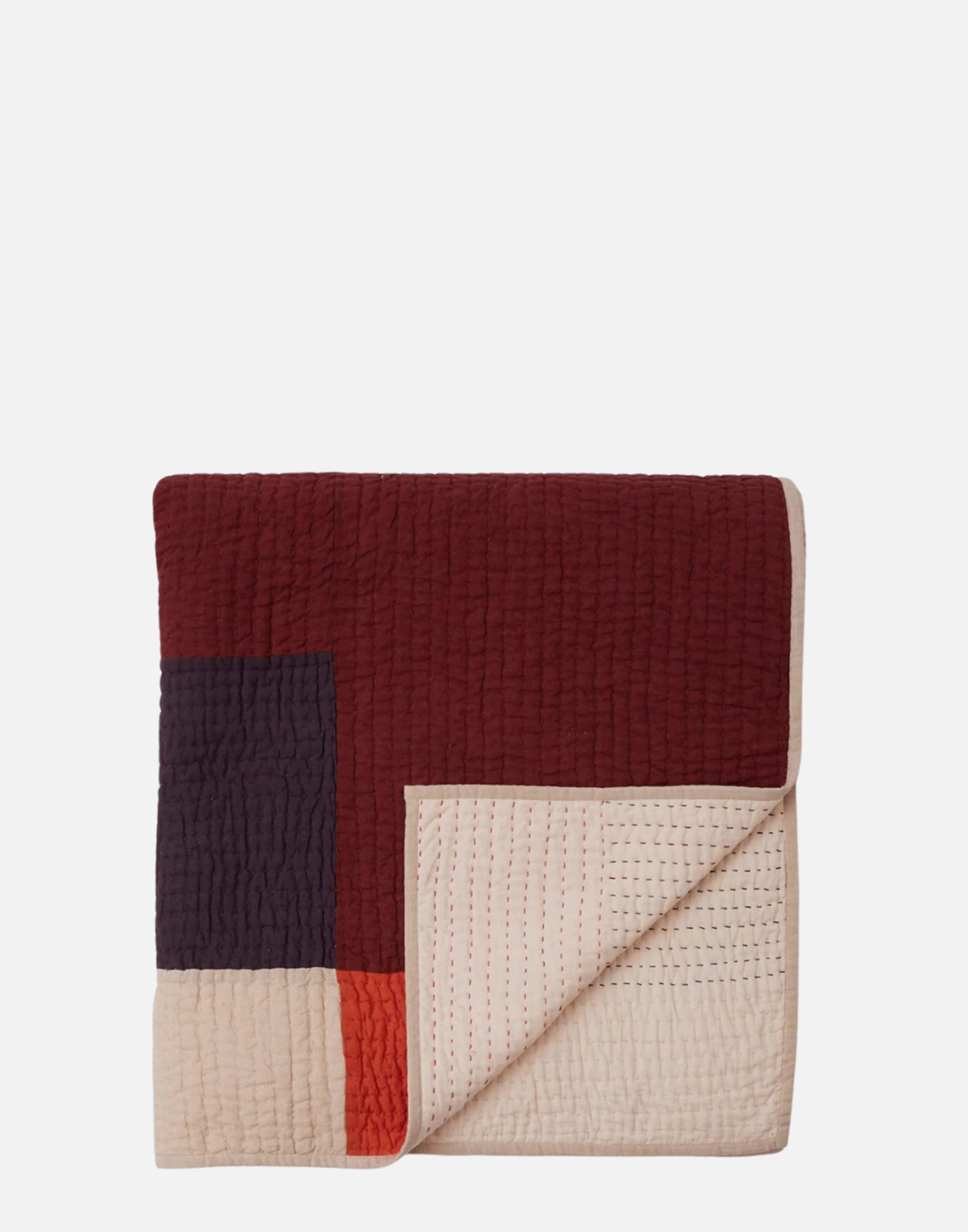 Plum & Coral Cotton Patchwork Quilt