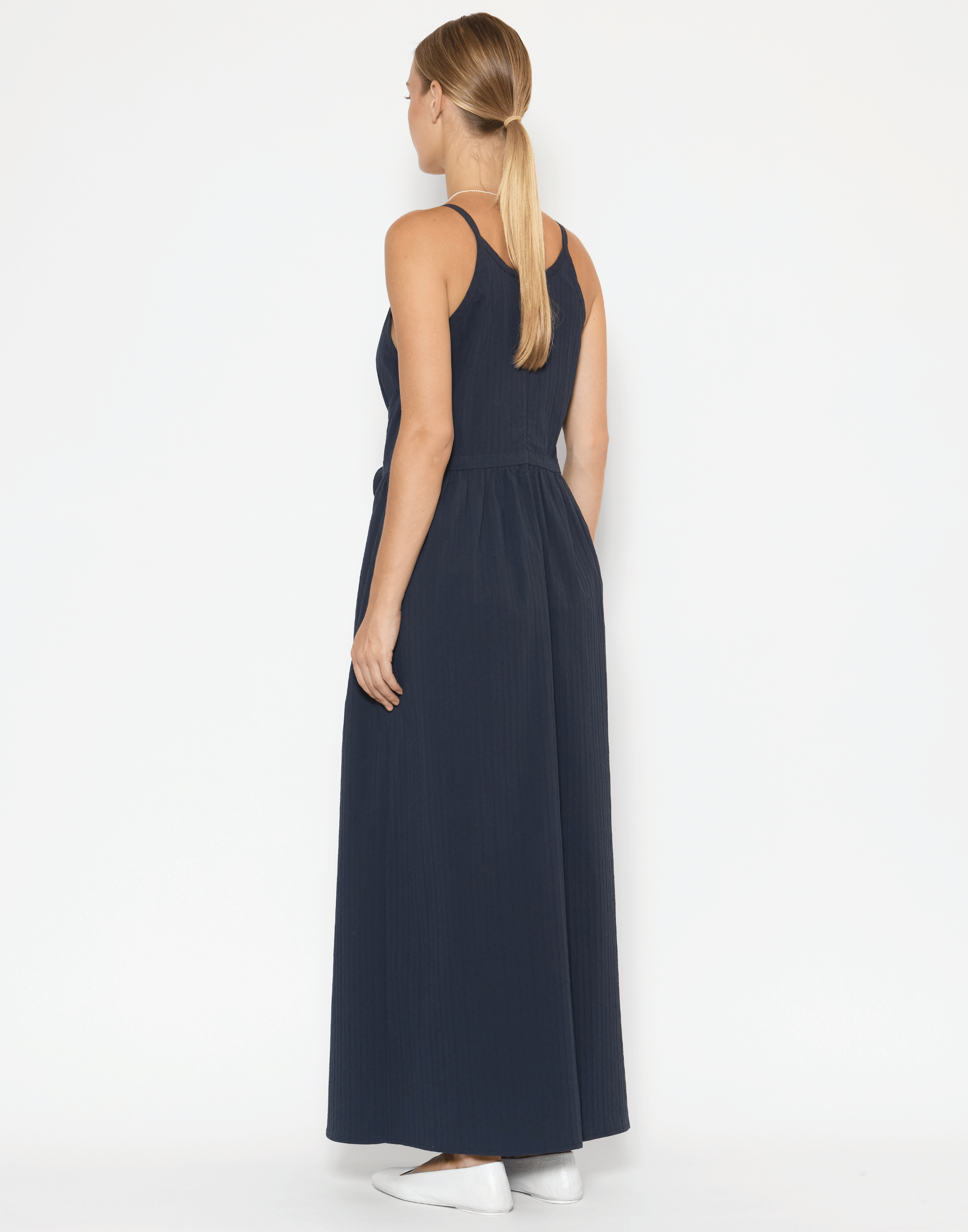 Navy Cotton Textured Chelsea Dress