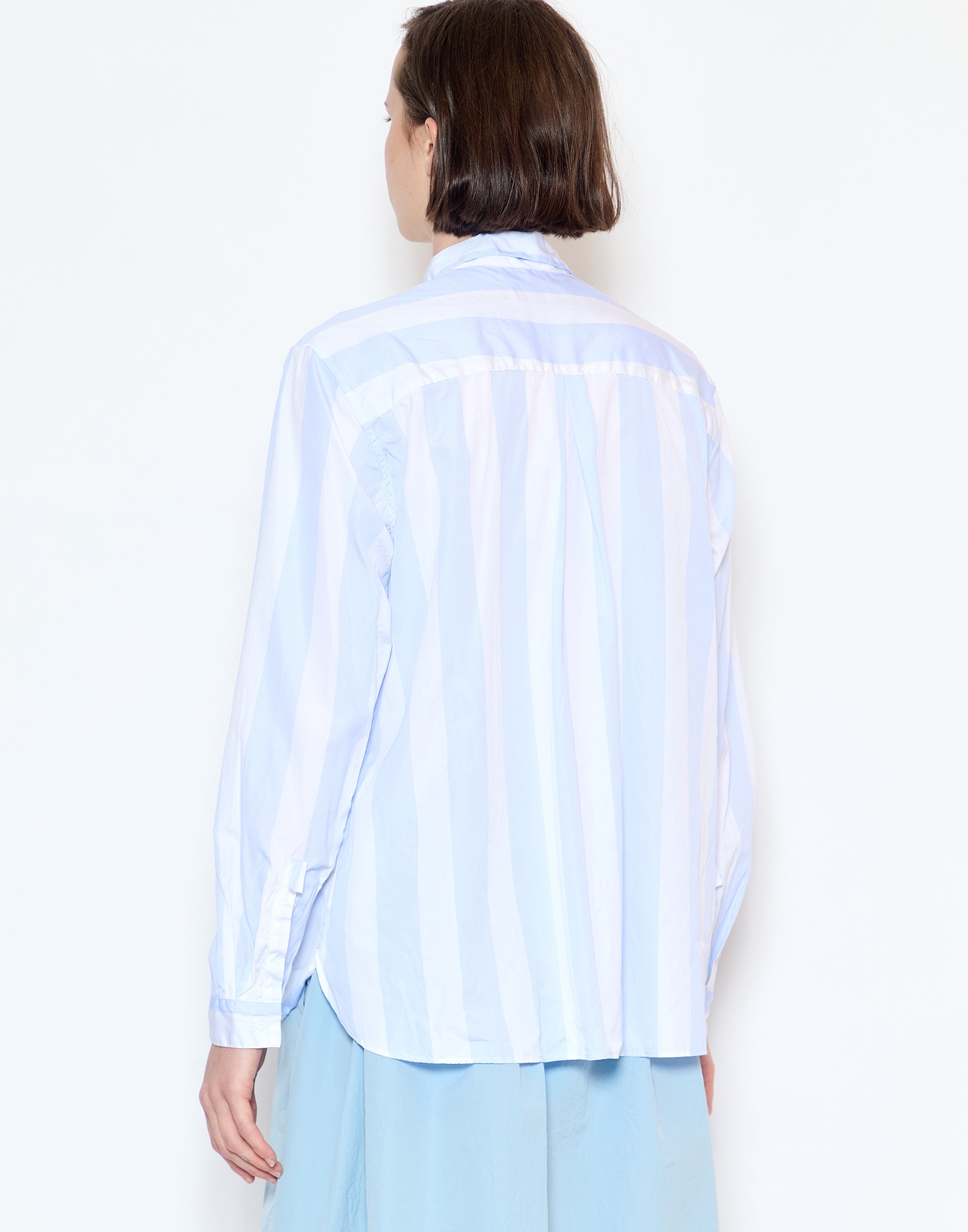 Azur Stripe Cotton Loose Tyrol Shirt