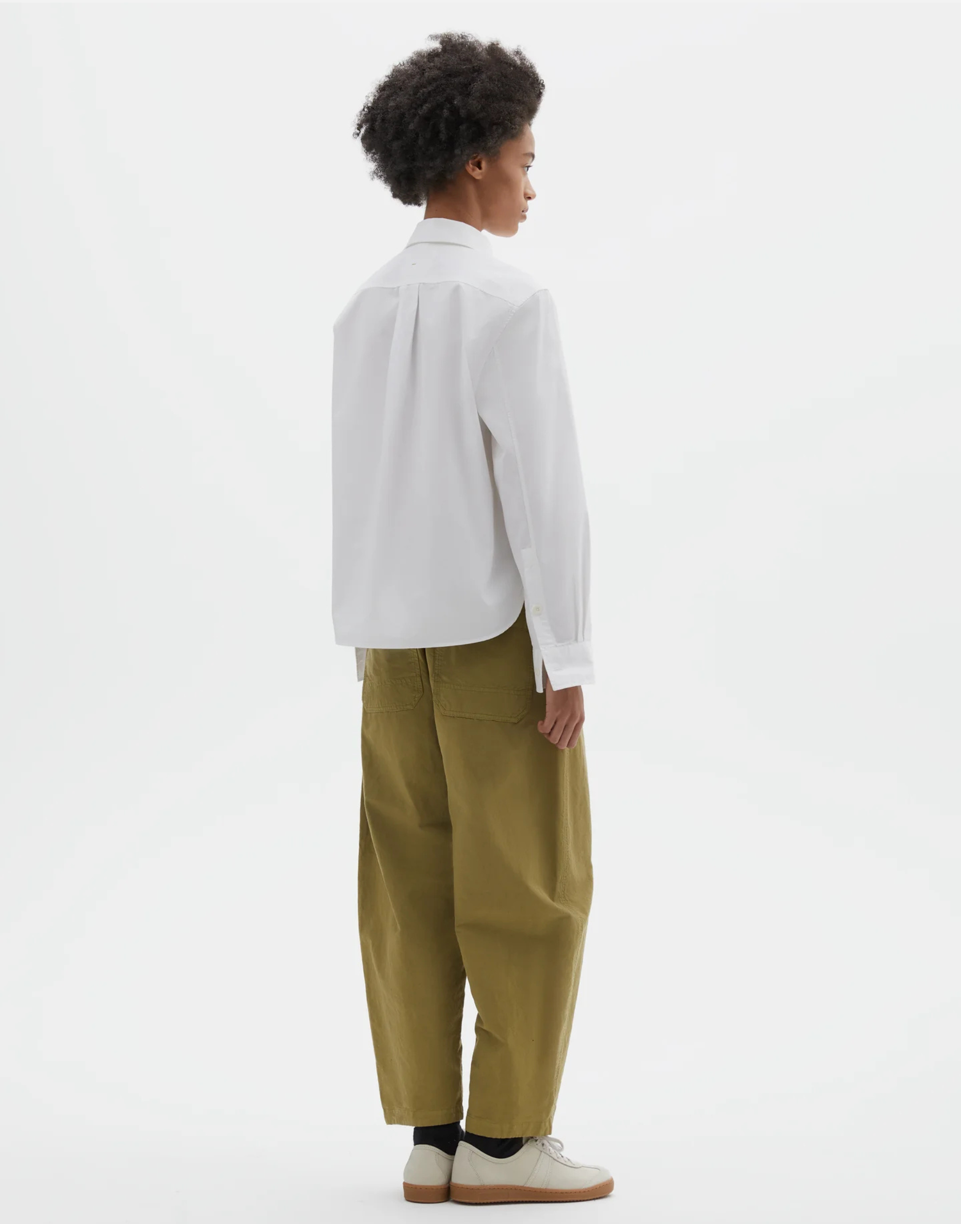 White Cotton Poplin Simple Shirt