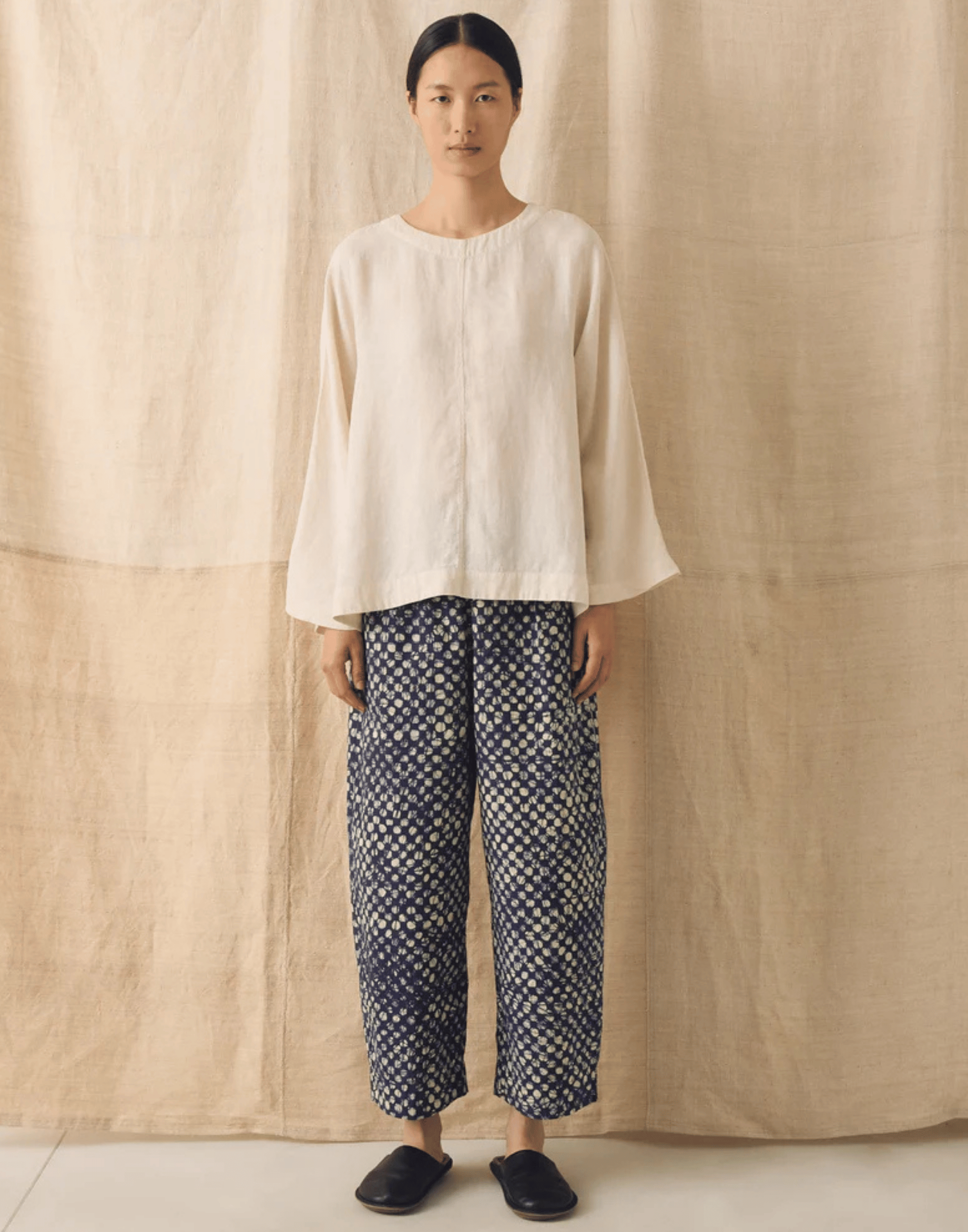 Oat Linen Garment Dyed Top