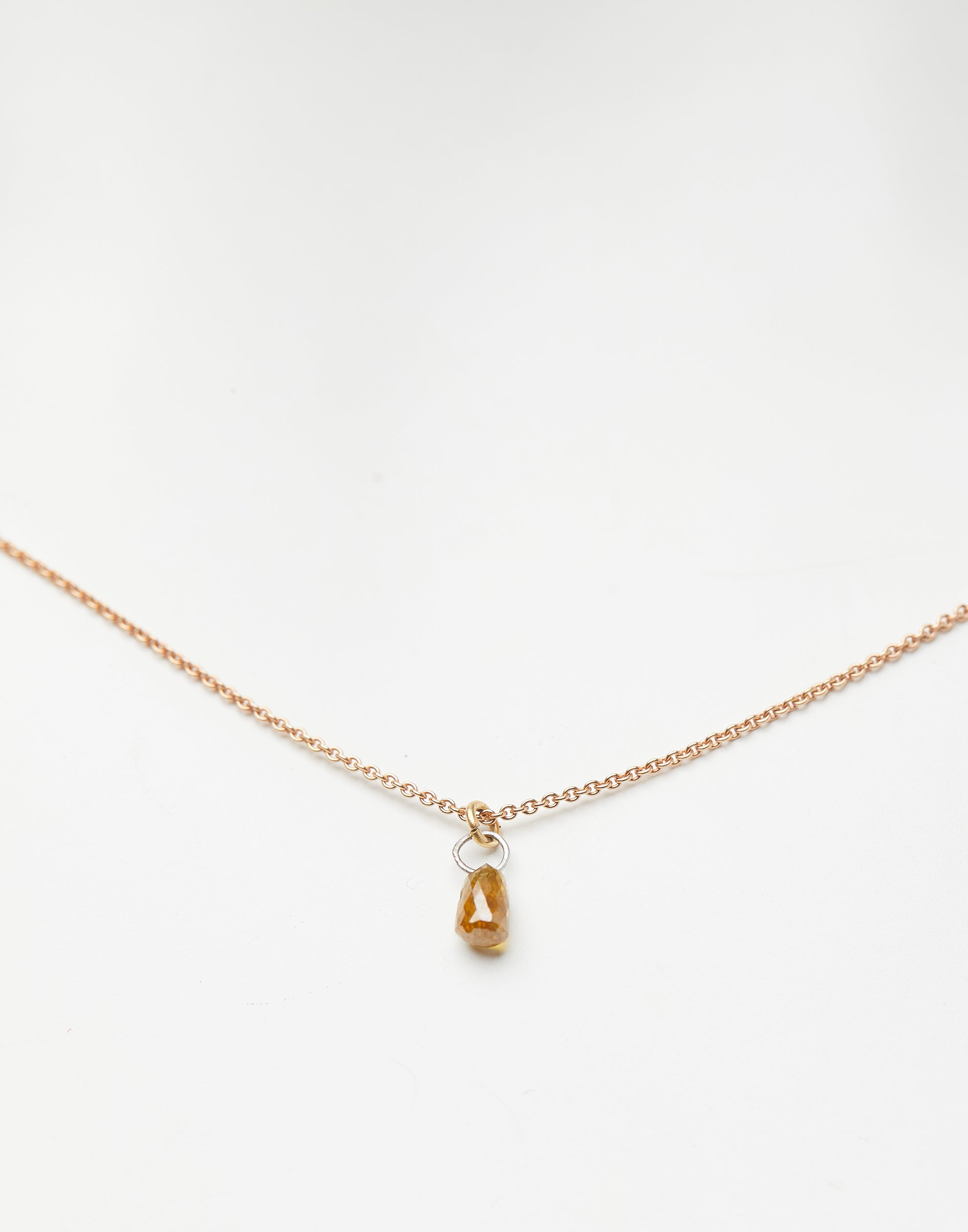 Orange Diamond & Rose Gold Necklace