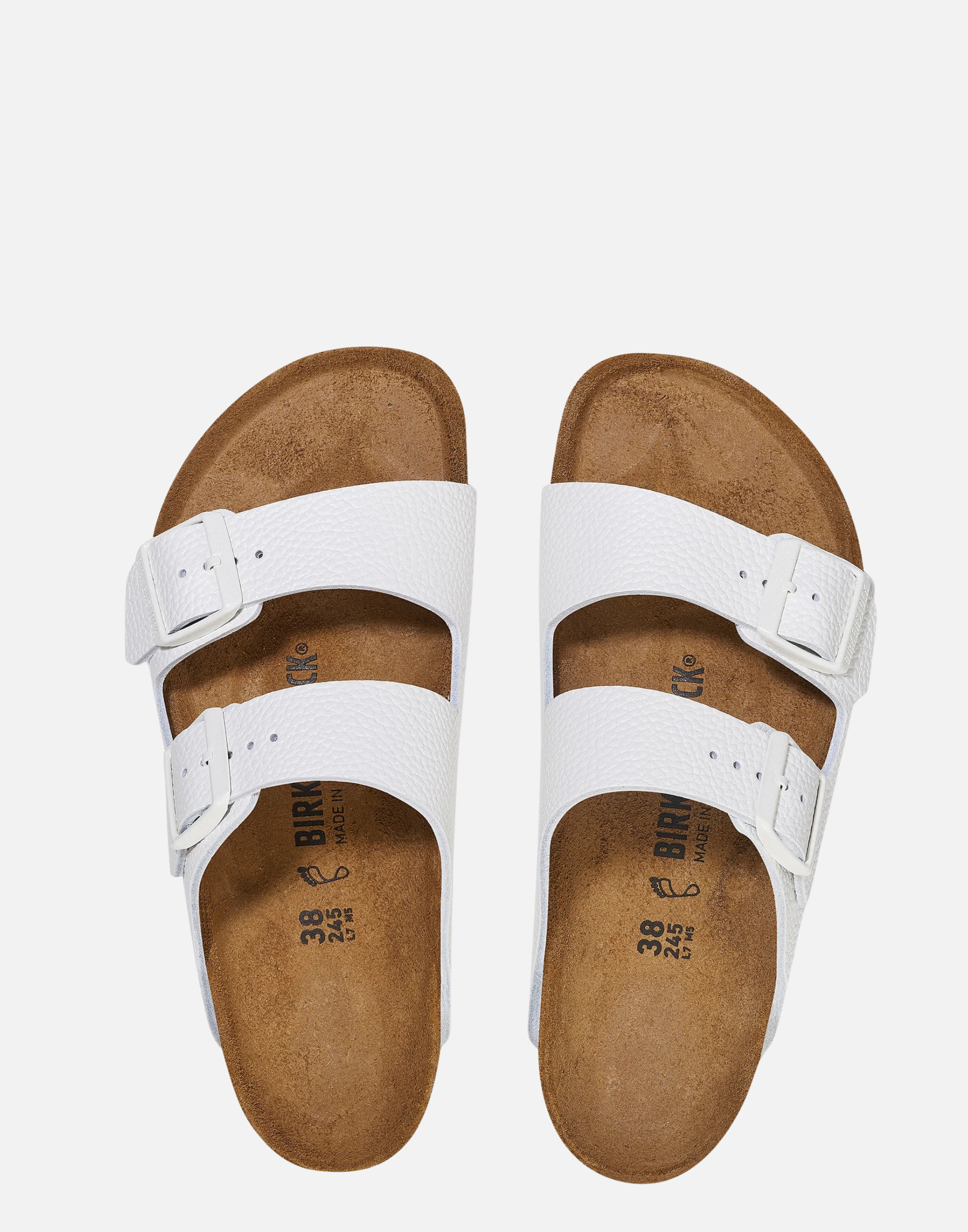 Regular White Smooth Leather Arizona Sandals