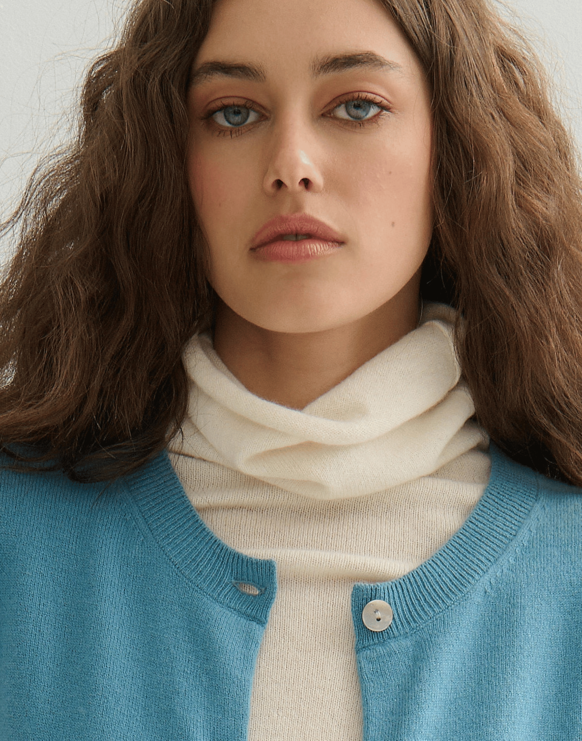 Lake Blue Cashmere Crew Neck Cardigan