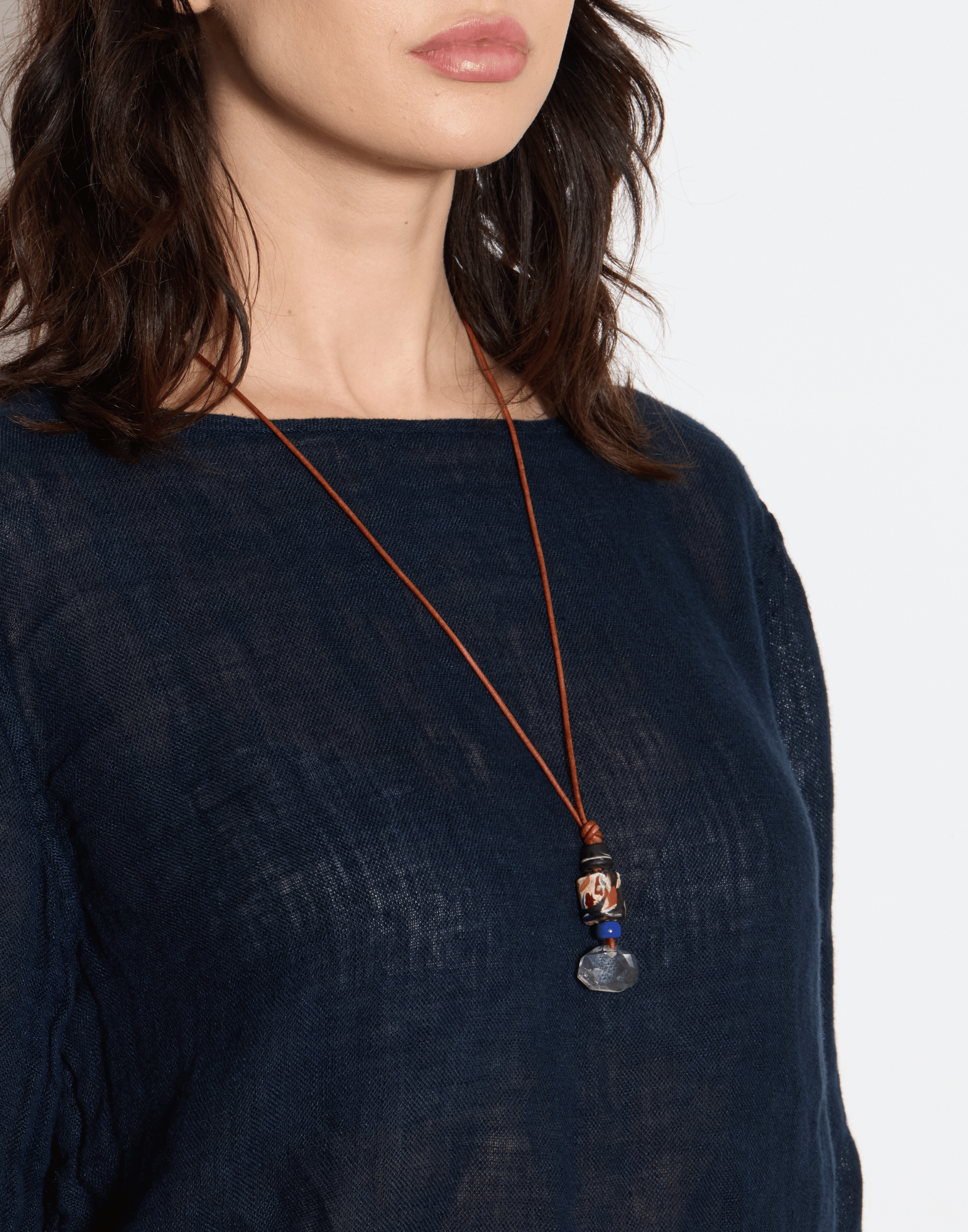 Rock Crystal & Mixed Stones Pendant Necklace