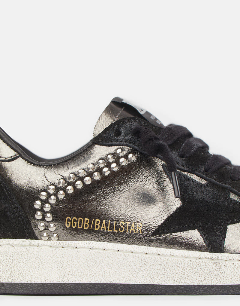 Black & Anthracite Studded Ball Star Sneakers