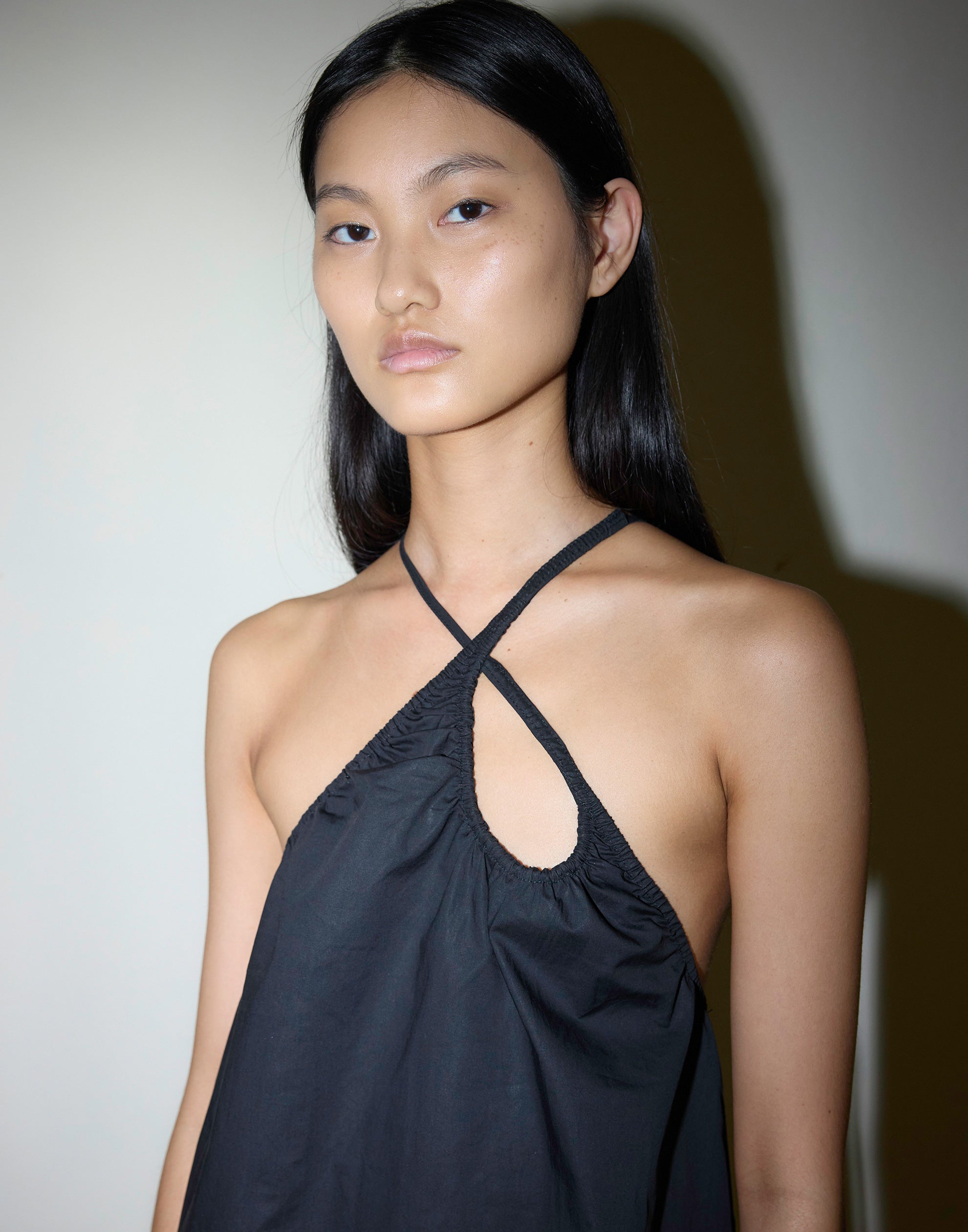 Black Cotton Key Hole Midi Dress