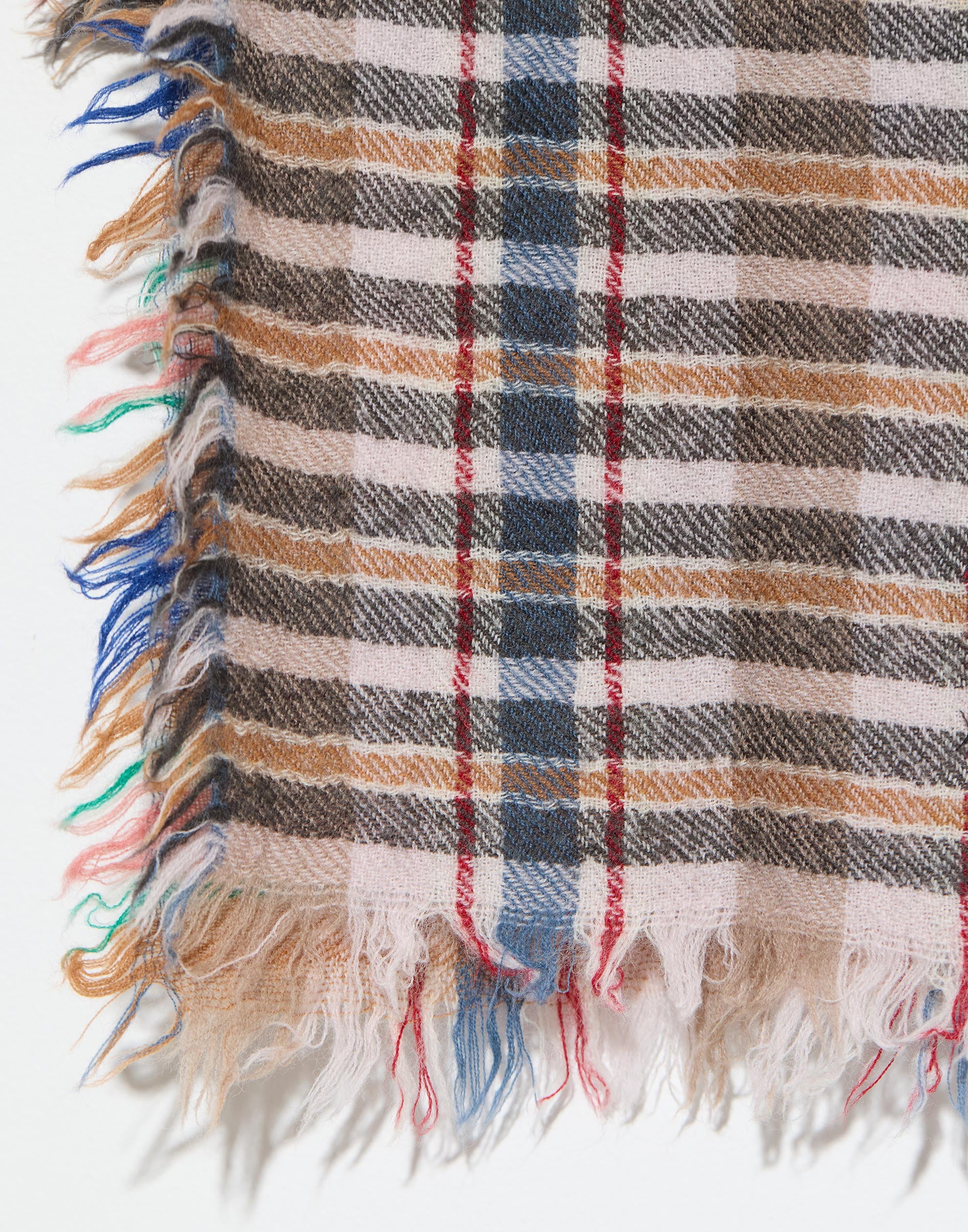 Brown & Pink Check Wool Scarf