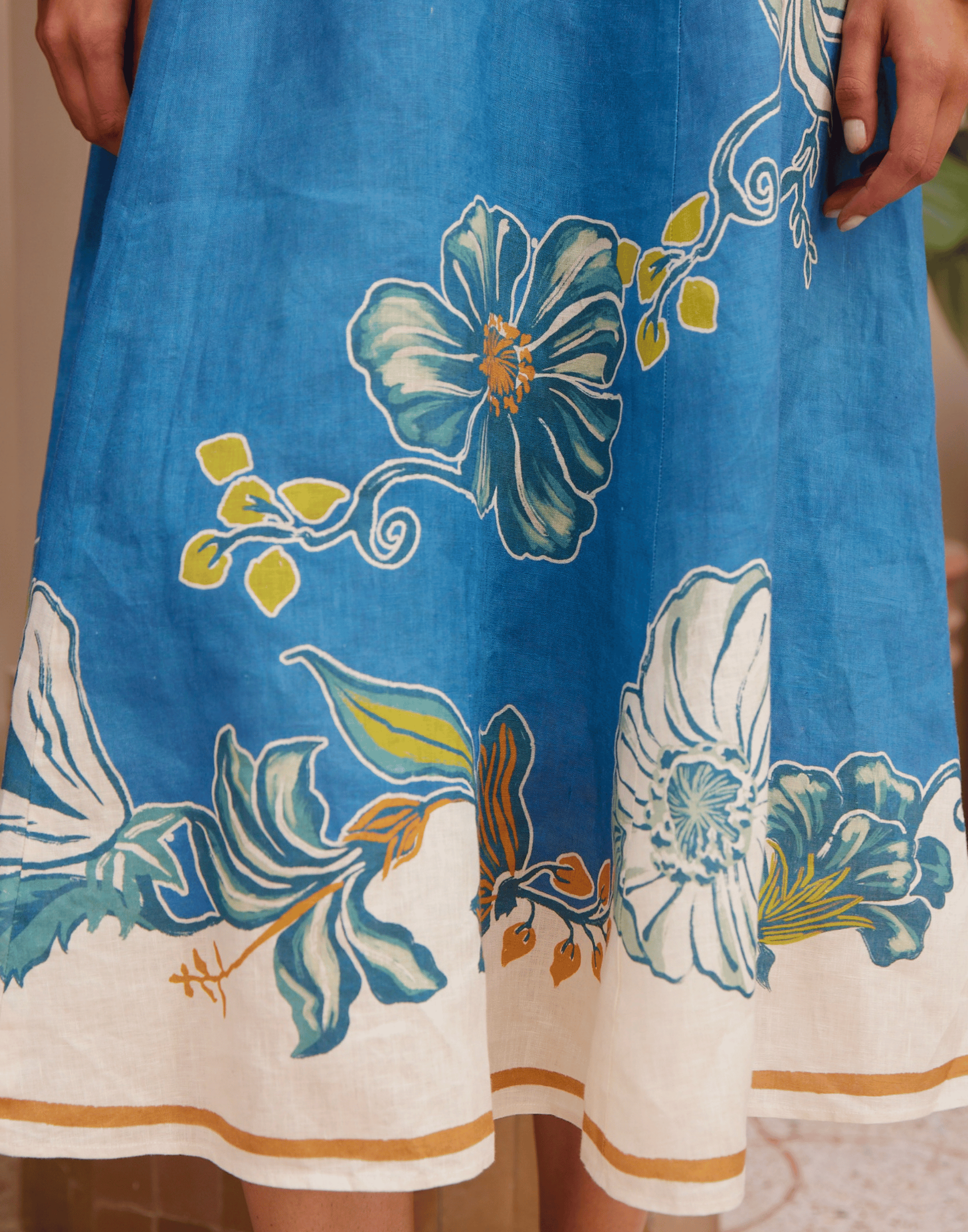 Printed Linen Luda Midi Dress