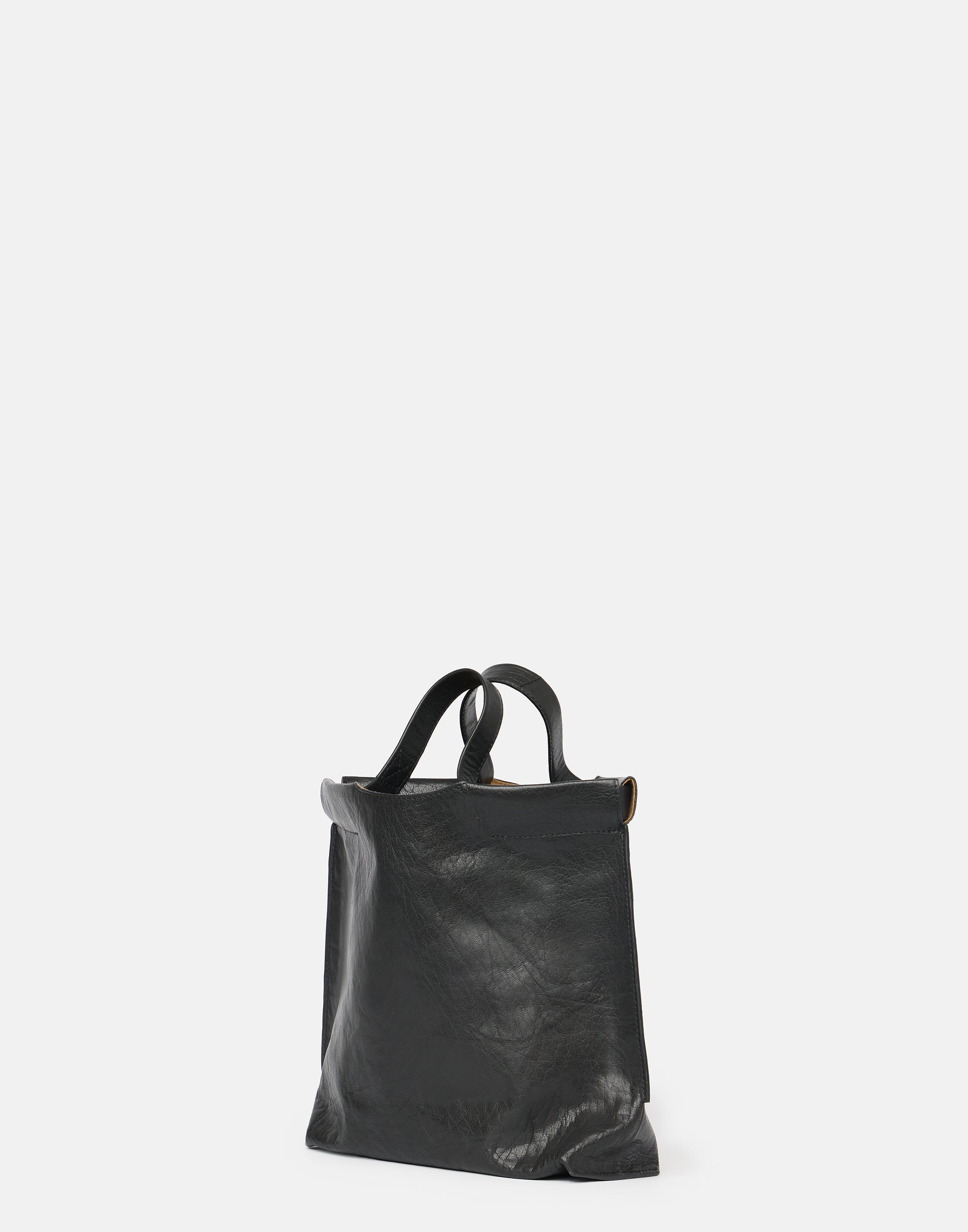 Black Leather Small Shopper Bag