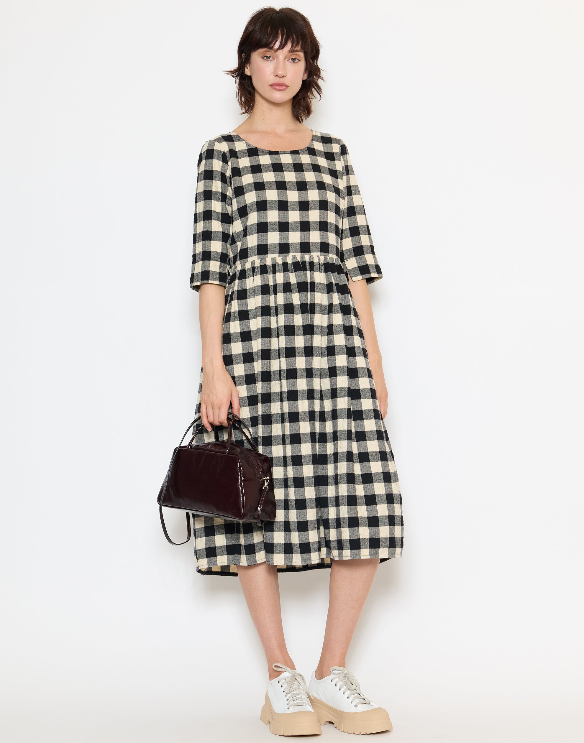 Black & White Check Cotton Doris Dress