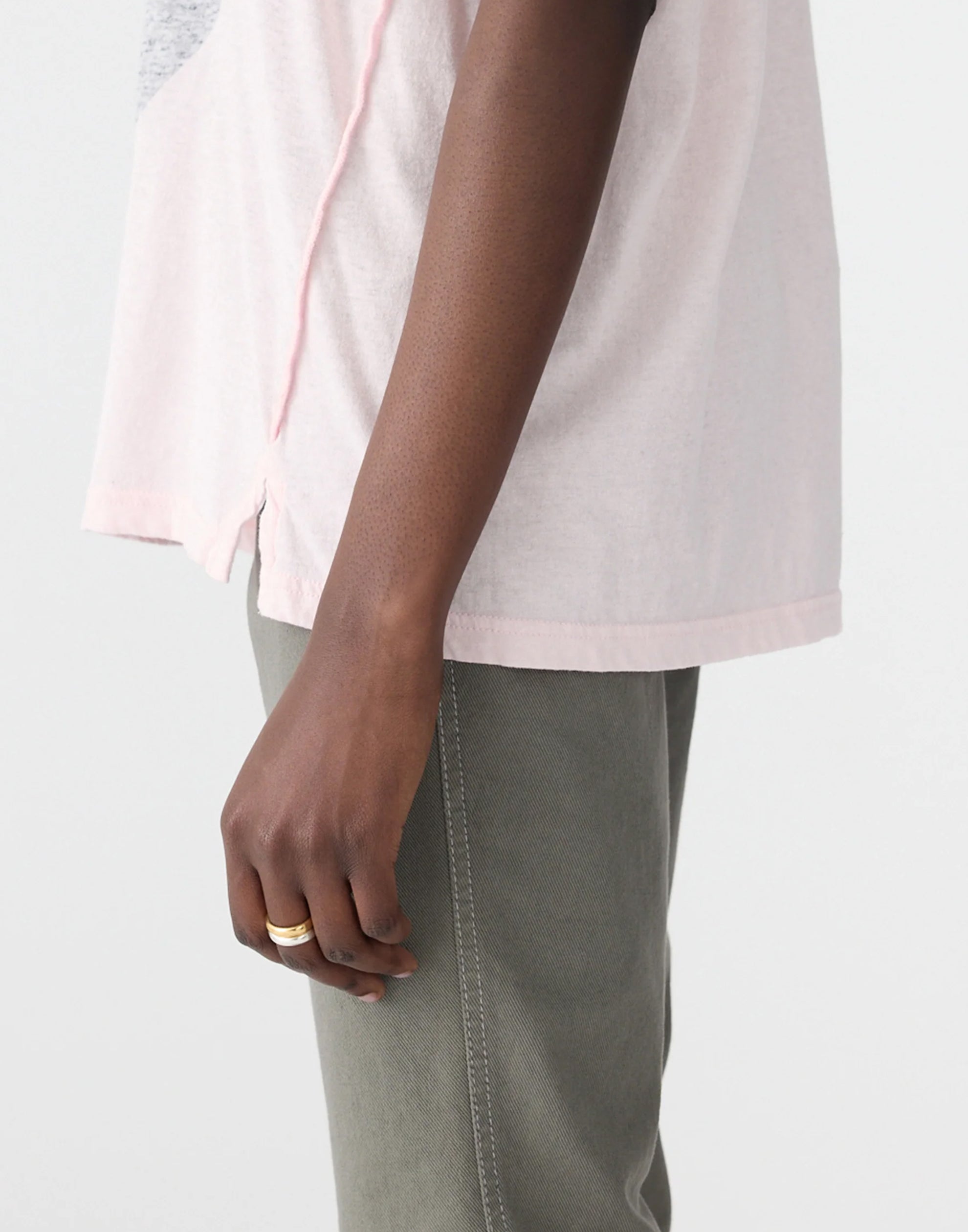 Powder Pink Cotton Reverse Boyfriend Dot T-Shirt