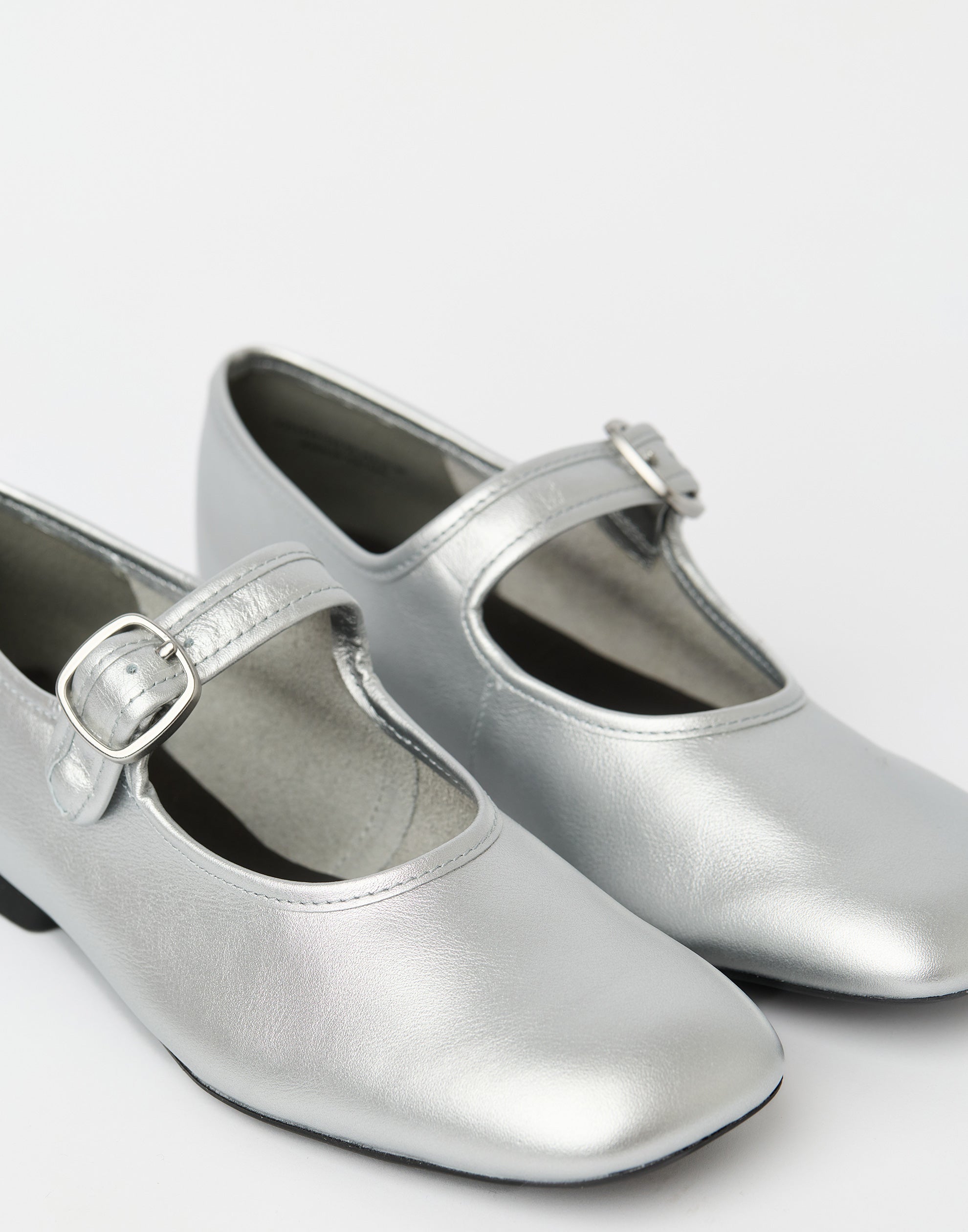 Silver Leather Casi Myra Ballerinas