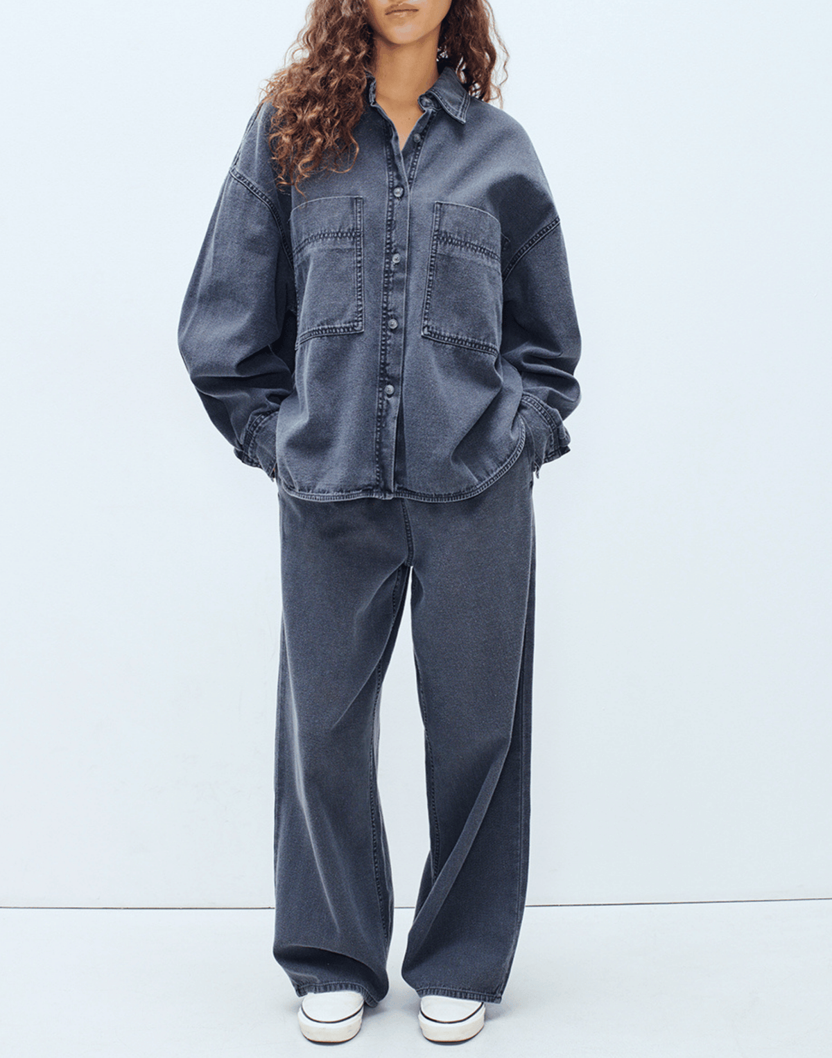 Black Wash Cotton Denim Jazy Shirt