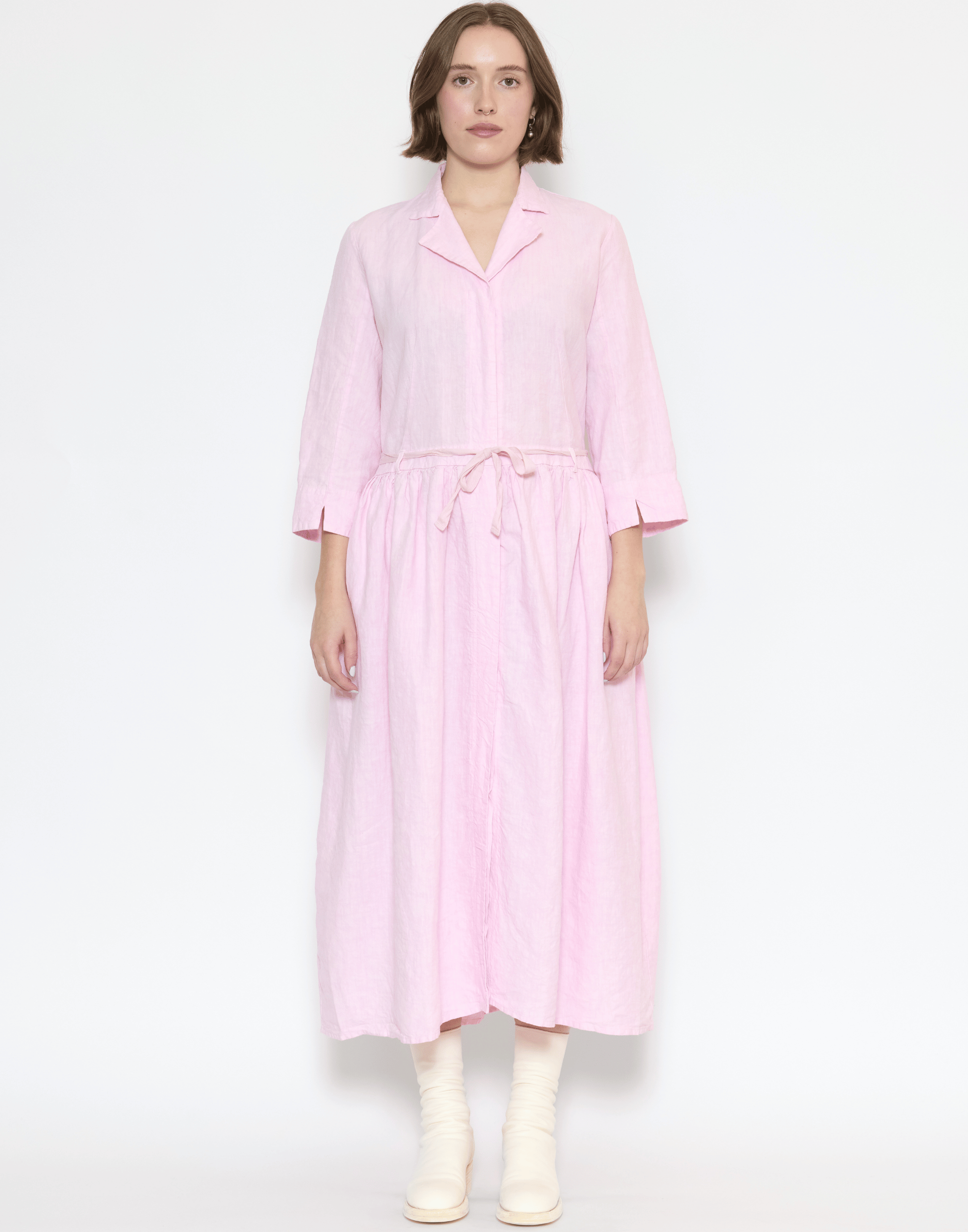 Pink Linen Davina Shirt Dress