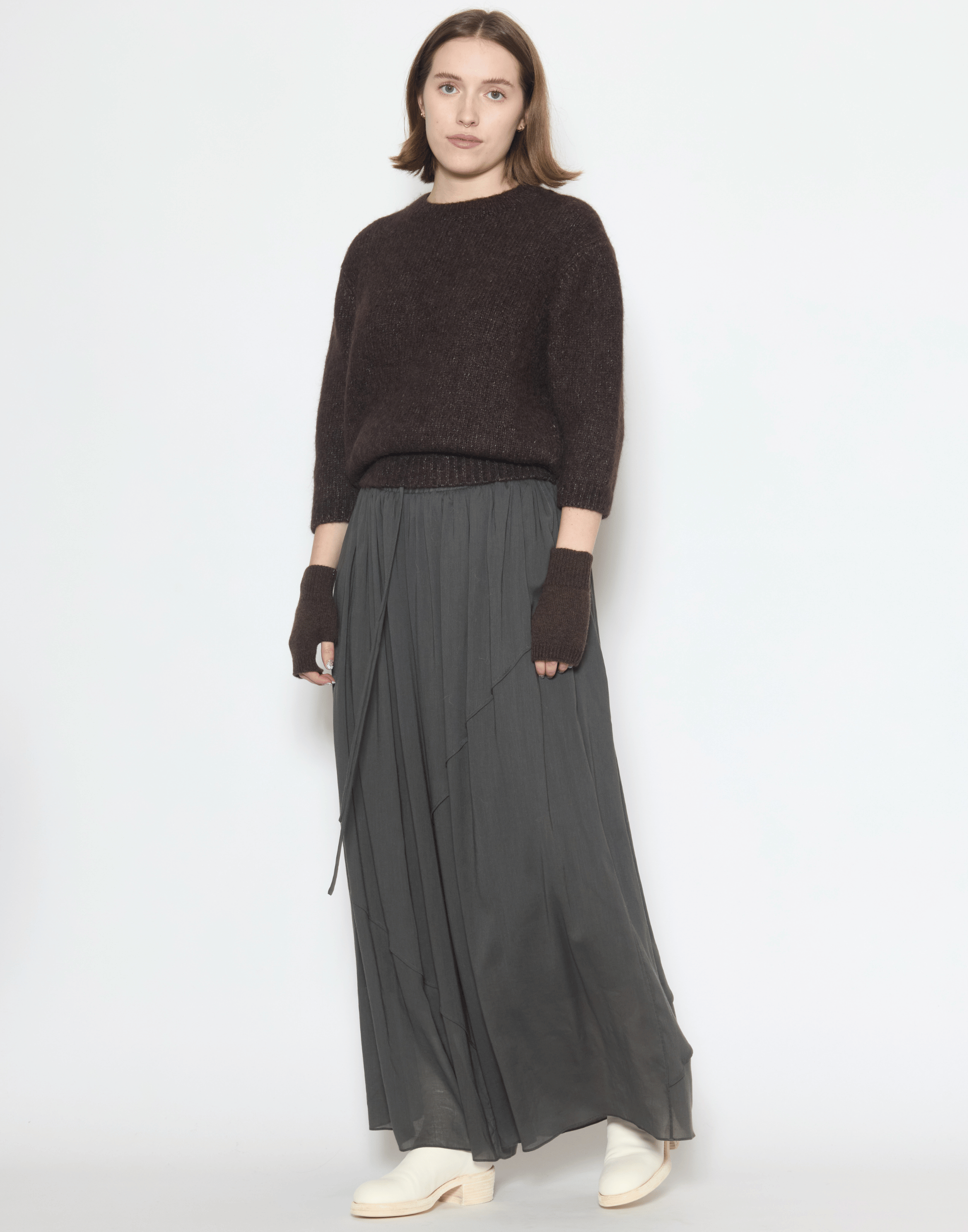 Gunmetal Pojagi Wide Leg Trousers