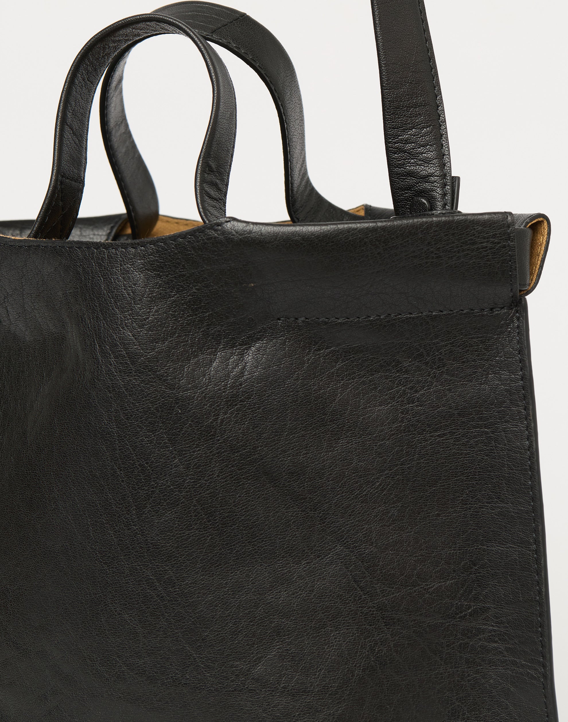 Black Leather Small Shopper Bag