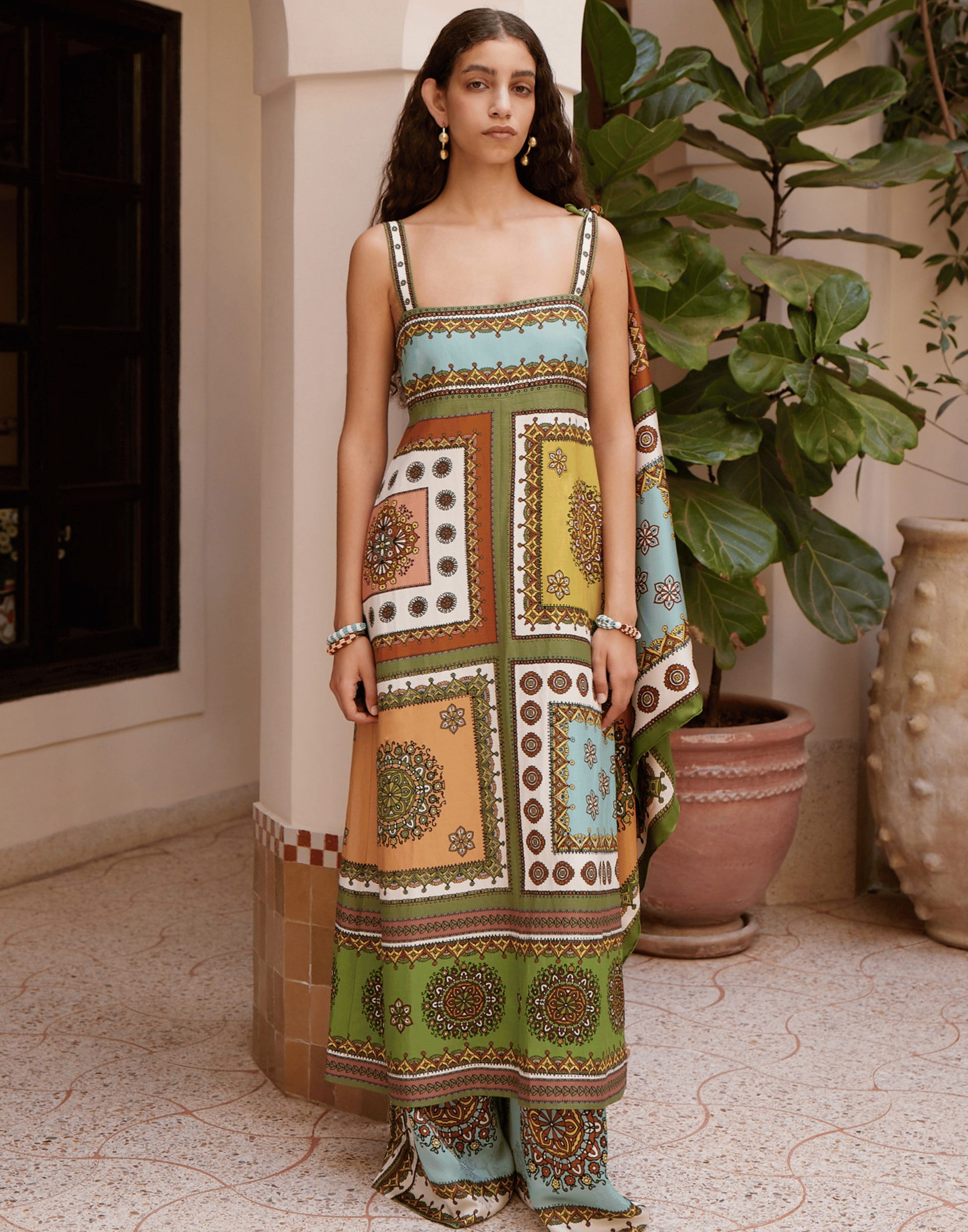 Printed Viscose & Linen Contina Day Dress