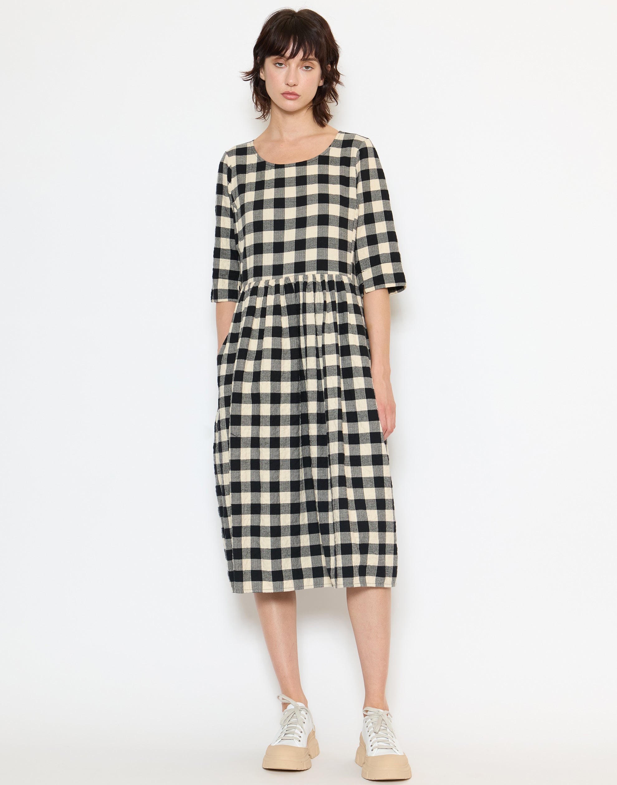 Black & White Check Cotton Doris Dress