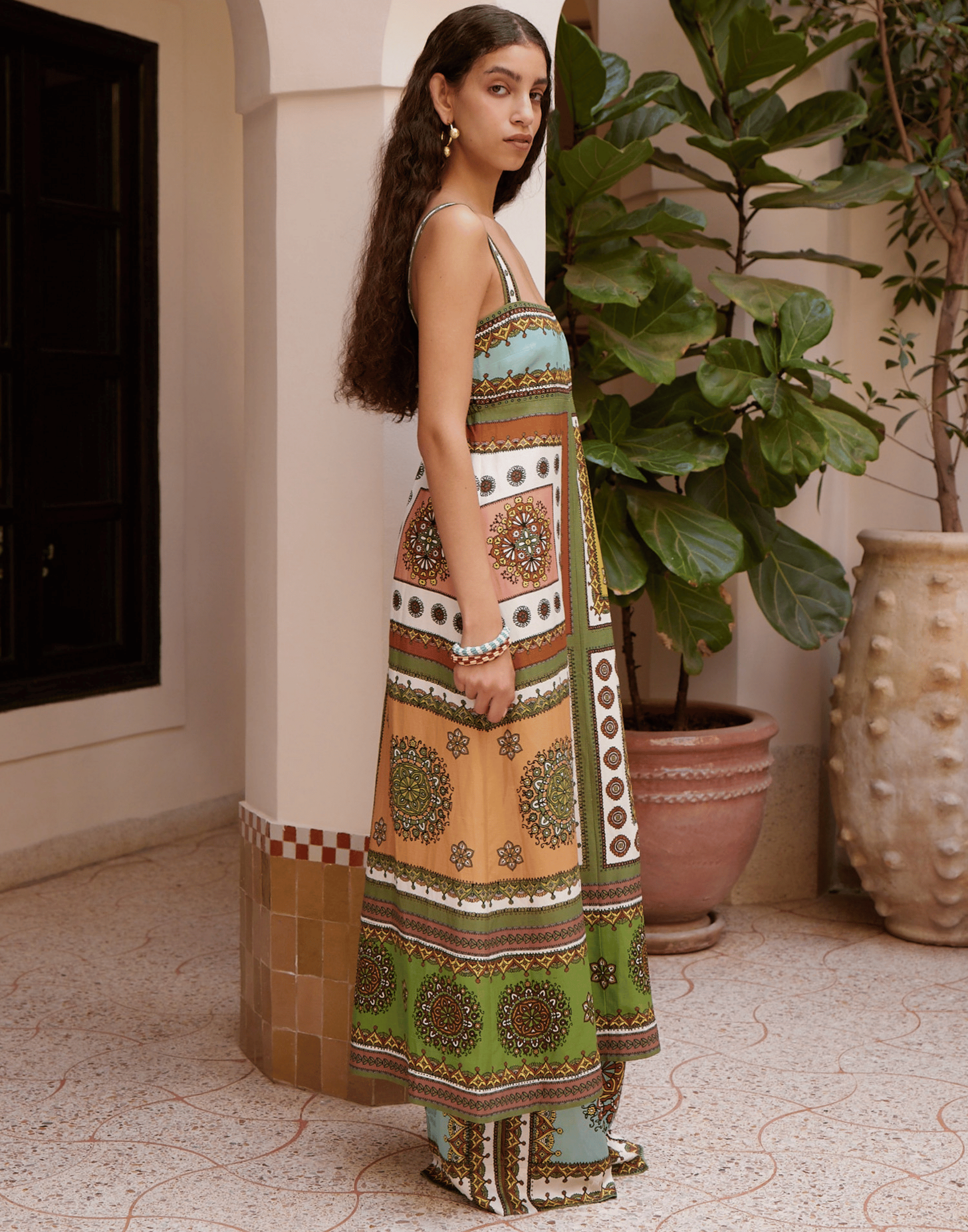 Printed Viscose & Linen Contina Day Dress