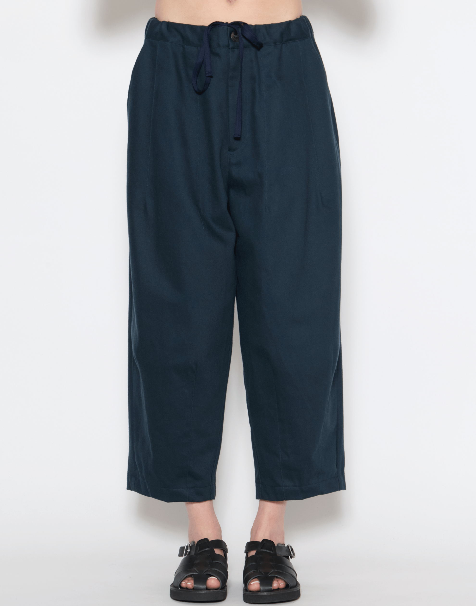 Navy Cotton Twill Stevie Barrel Pants