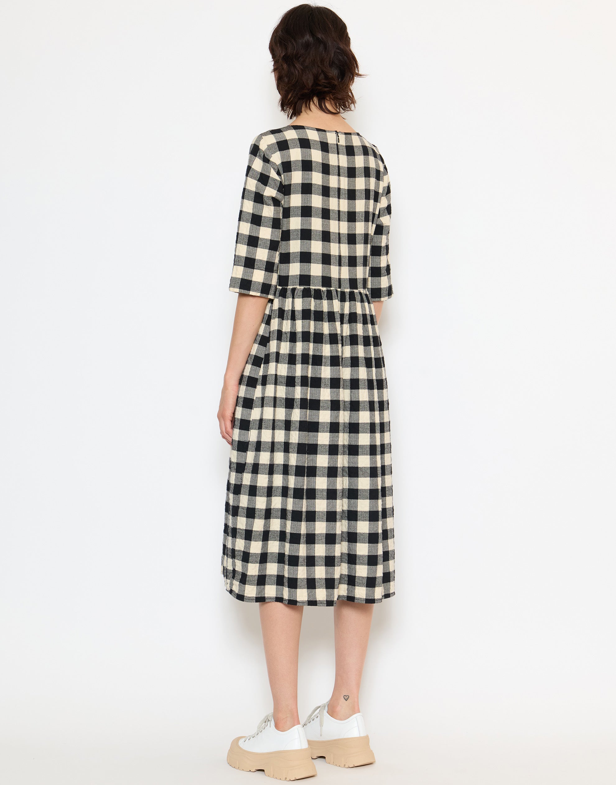 Black & White Check Cotton Doris Dress