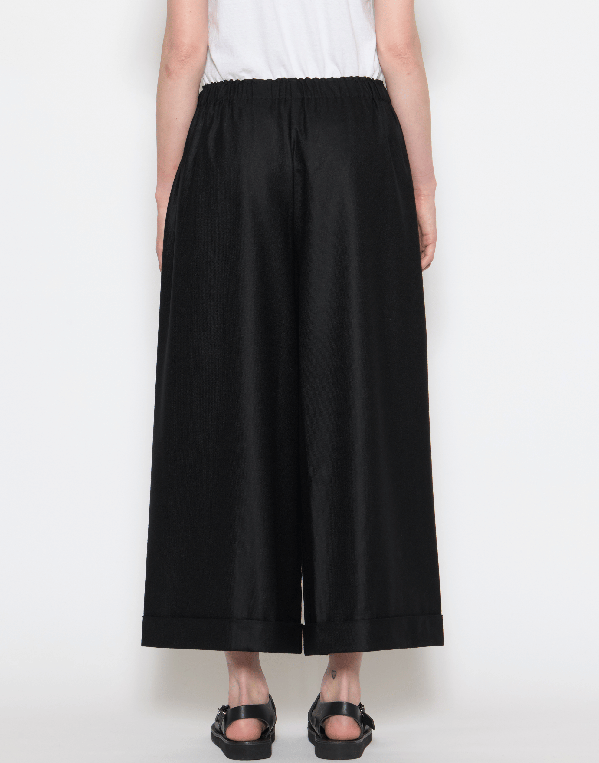 Black Wool Pigiama Tasche Lavato Trousers