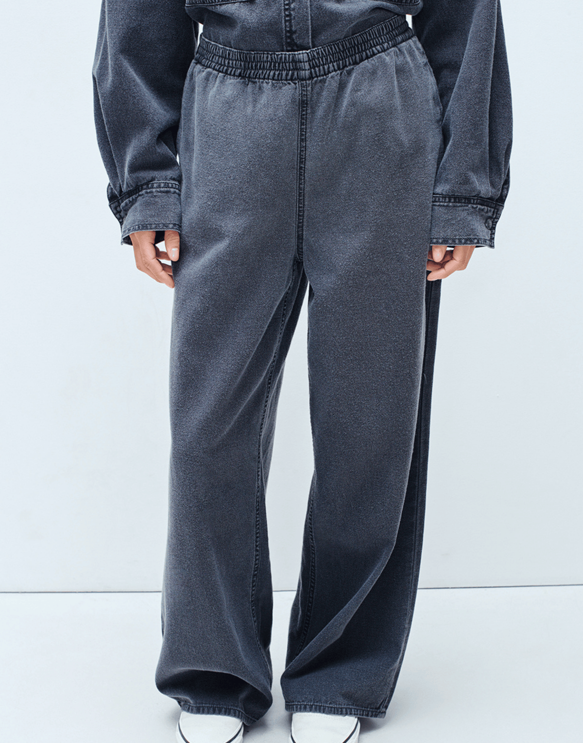Black Wash Cotton Denim Jazy Pants