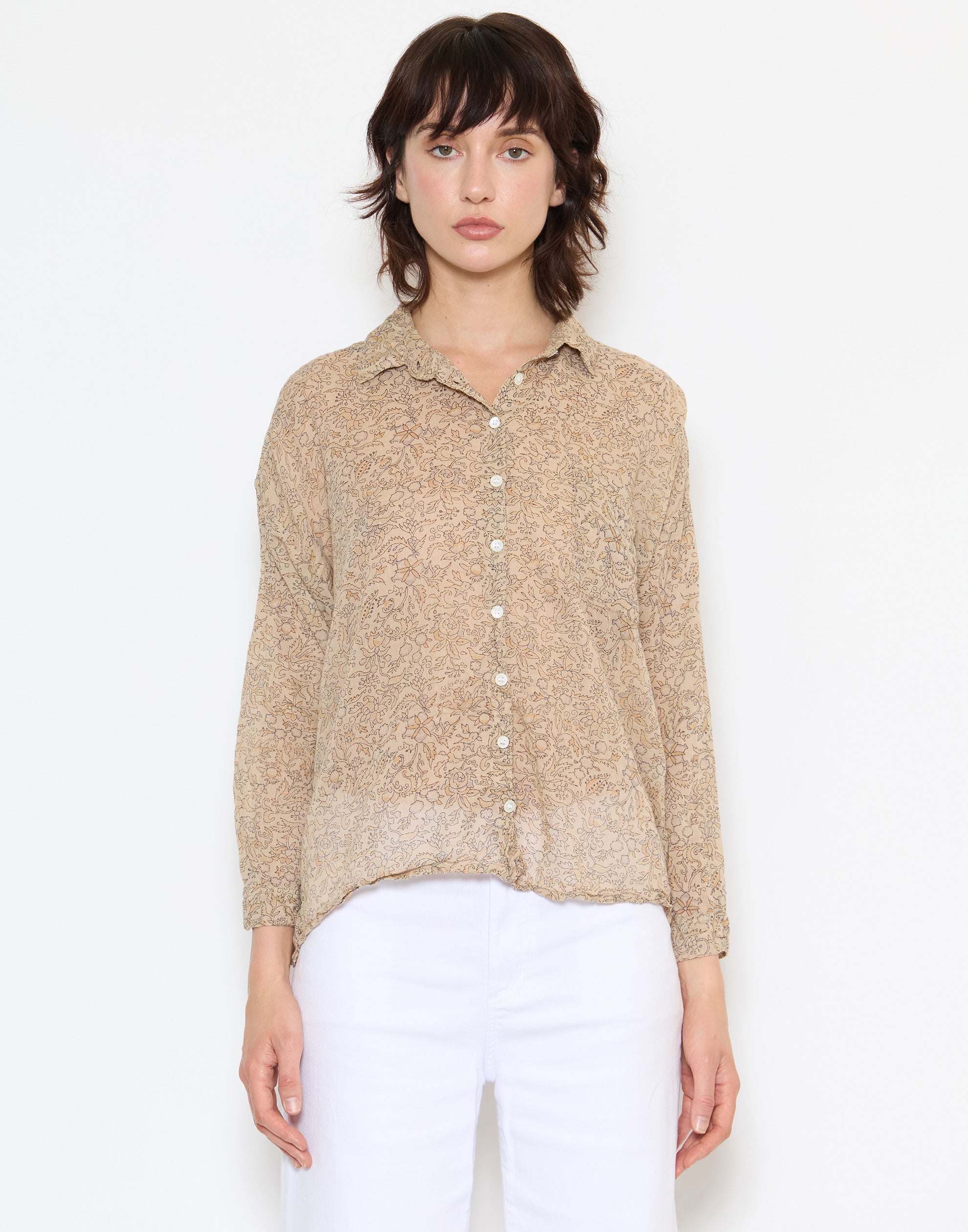 Ginza Print Cotton Voile Indra Shirt