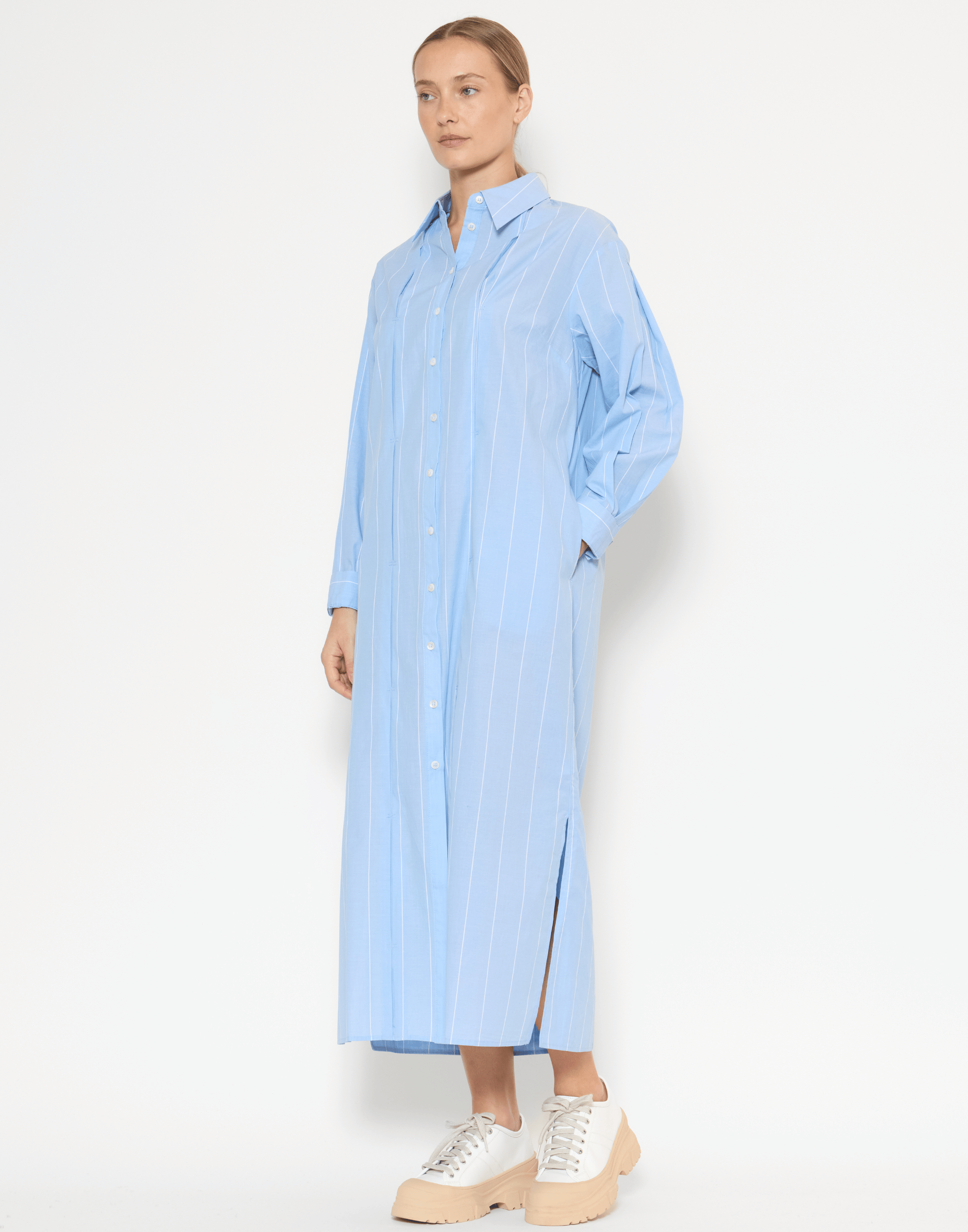 Chambray Pinstripe Cotton Lolly Dress