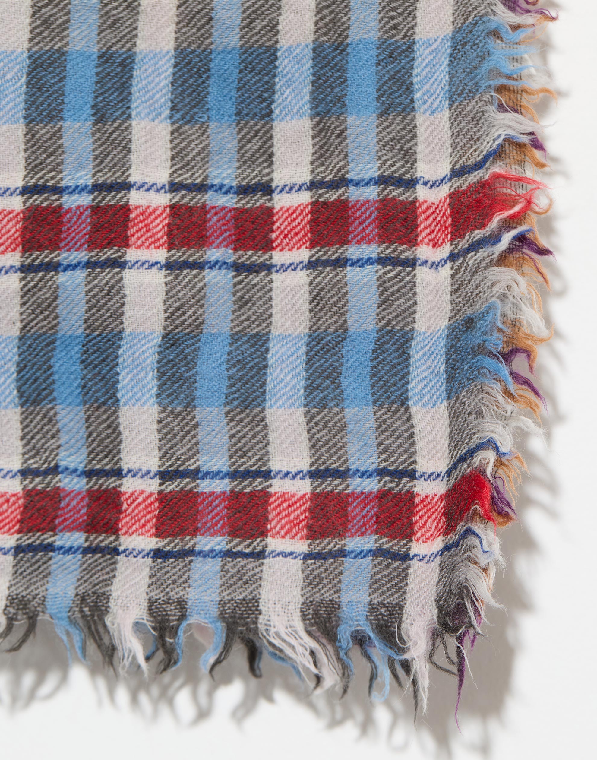 Red & Brown Check Wool Scarf