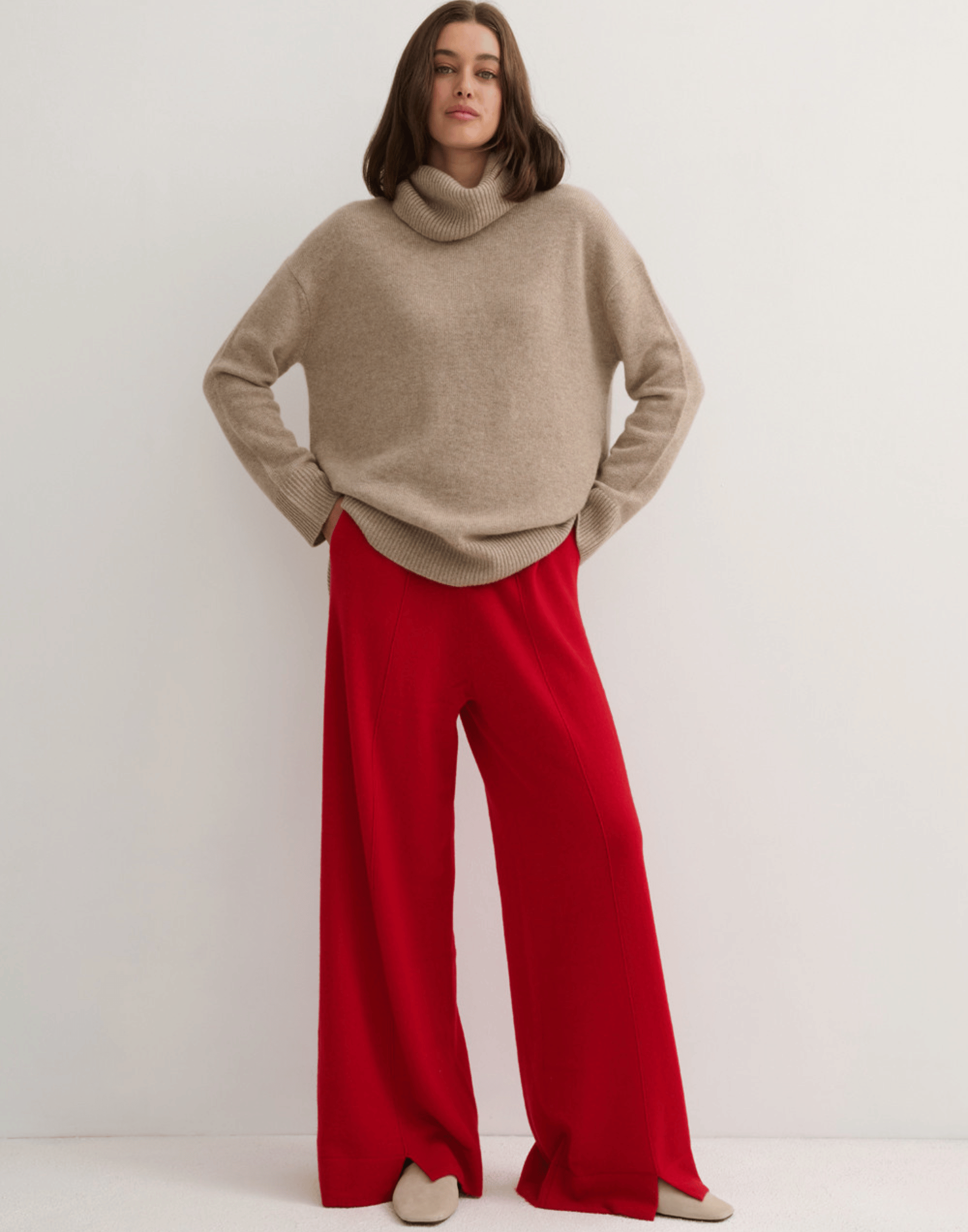 Shiitake Raw Cashmere Chunky Rollneck Pullover