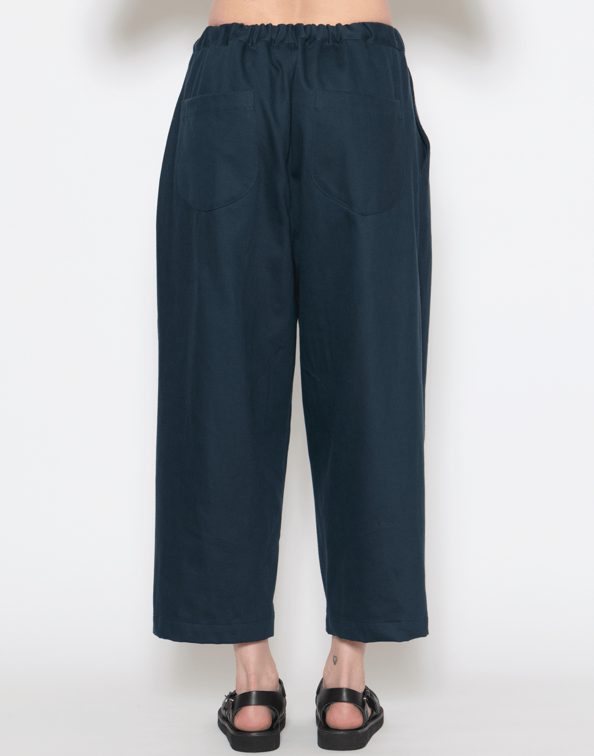 Navy Cotton Twill Stevie Barrel Pants