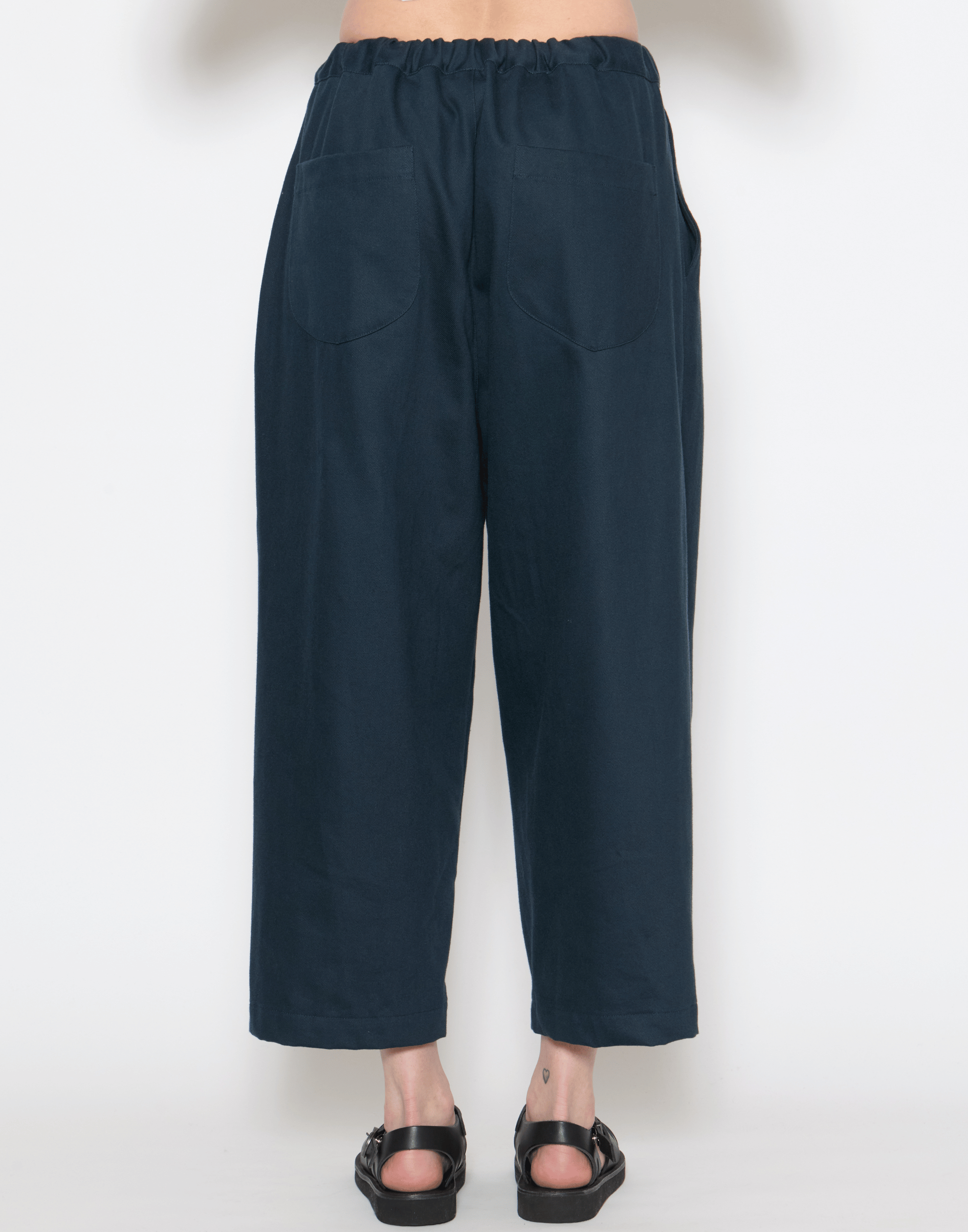 Navy Cotton Twill Stevie Barrel Pants