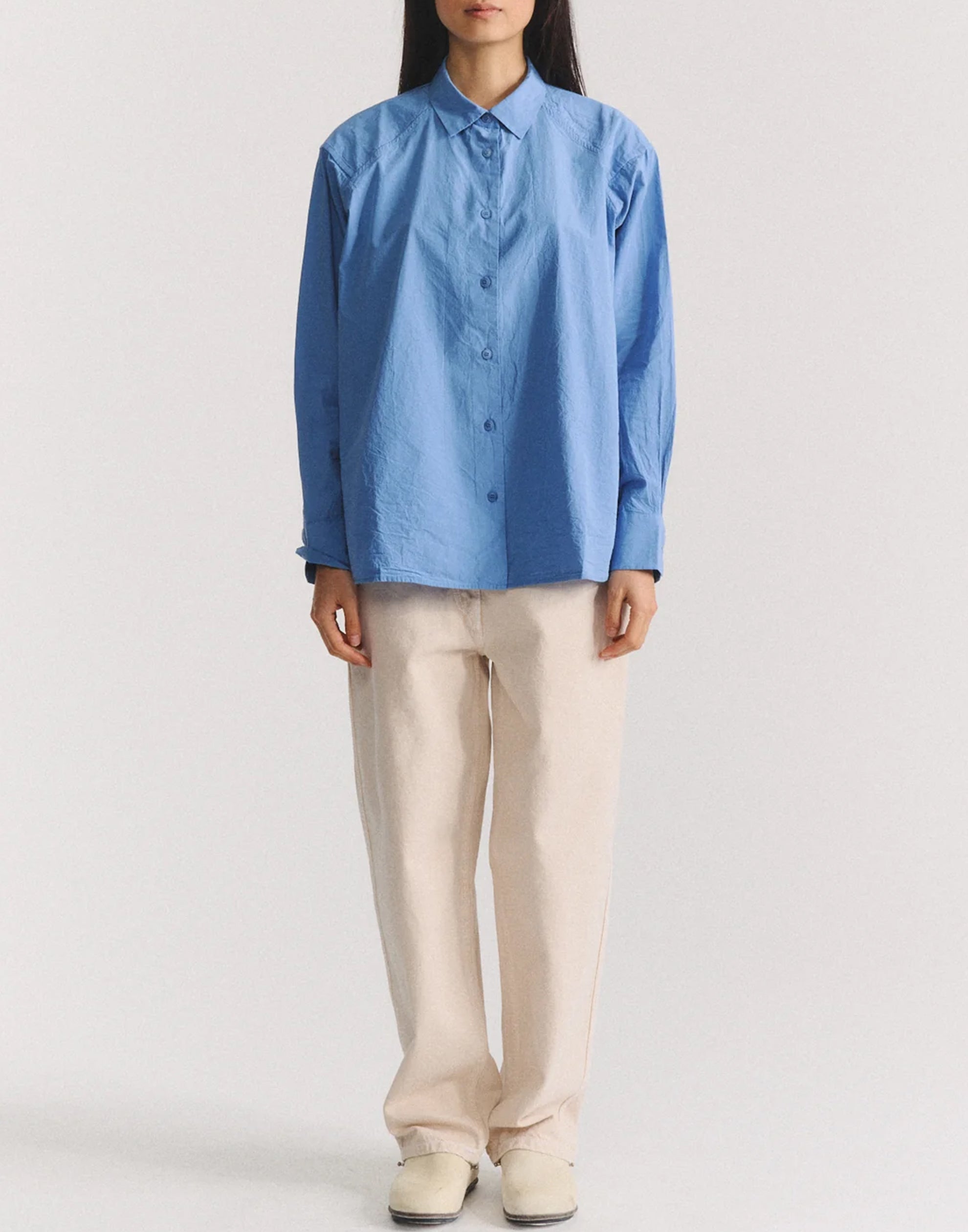 Light Blue Cotton Drays Travail Shirt