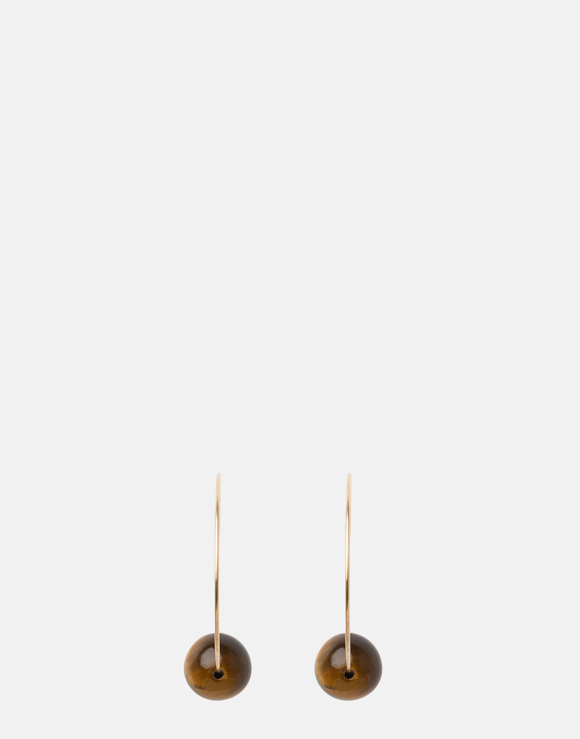 Tiger Eye & Gold Fern Hoop Earrings