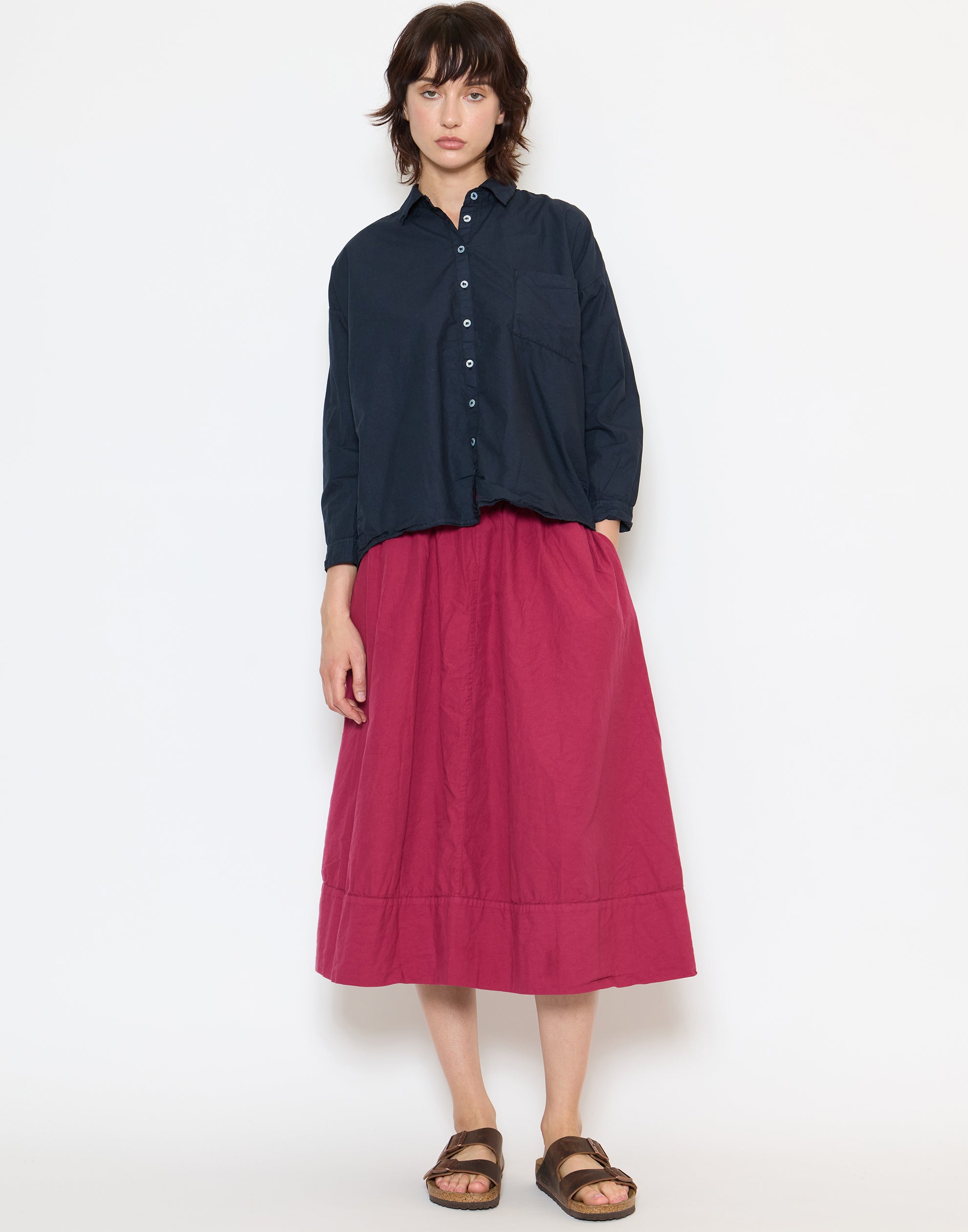 Navy Cotton Poplin Indra Shirt