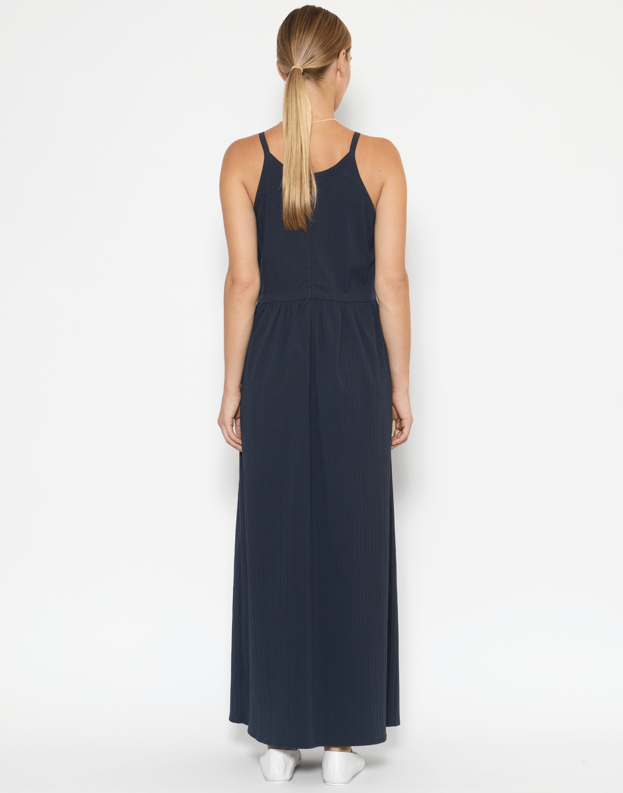 Navy Cotton Textured Chelsea Dress