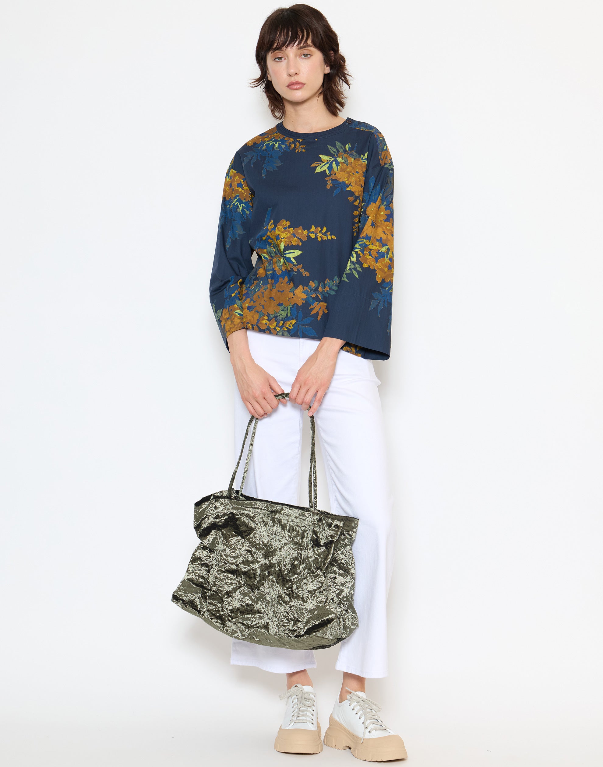 Khaki Velvet Maxi Tote Bag