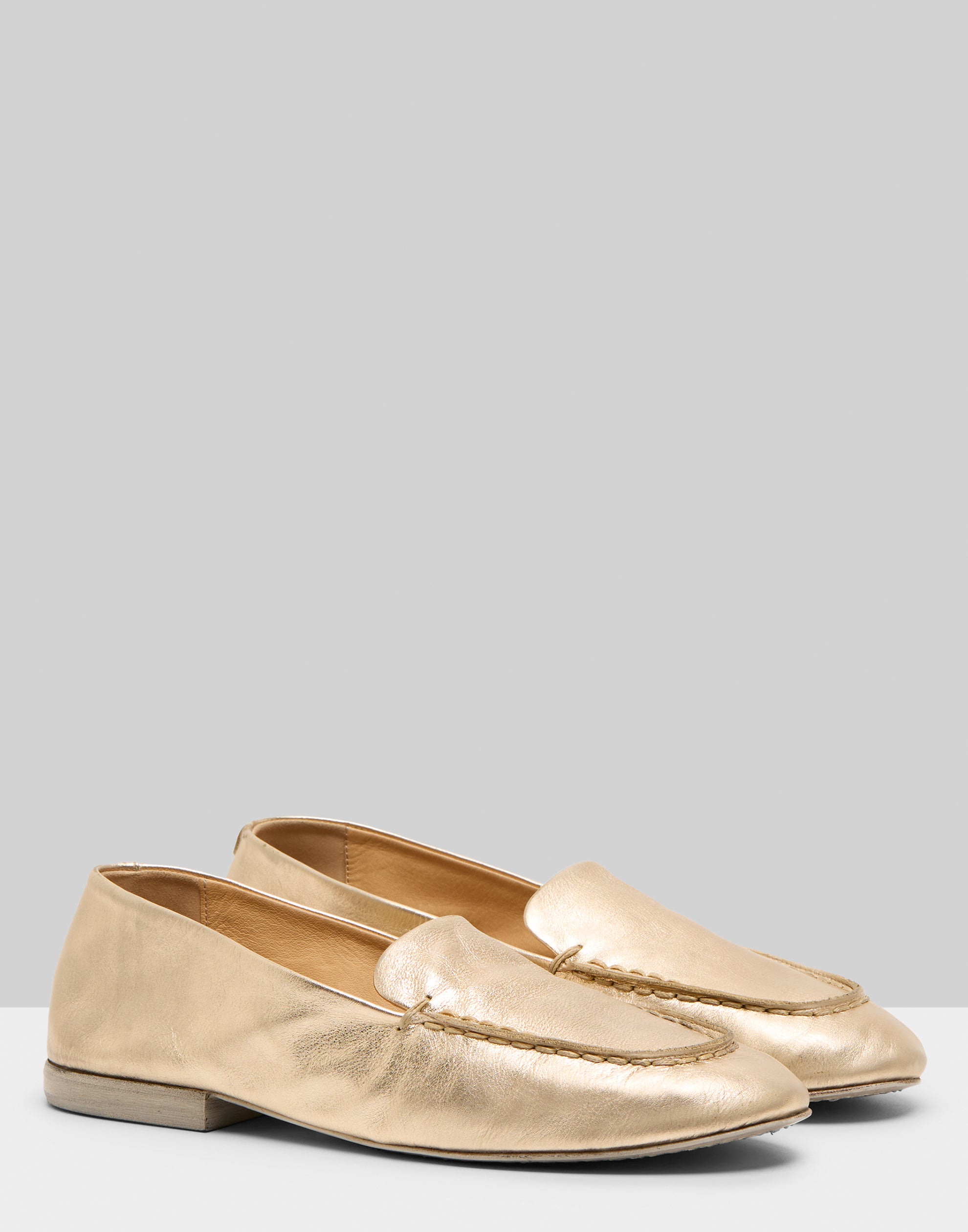Platinum Foil Leather Mandolo Loafers