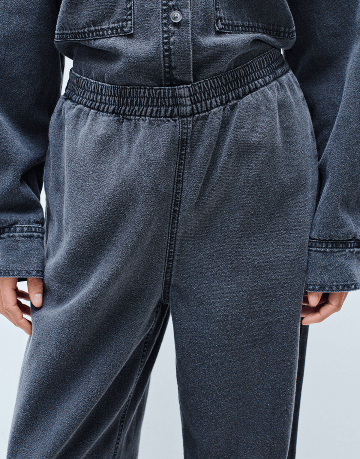 Black Wash Cotton Denim Jazy Pants