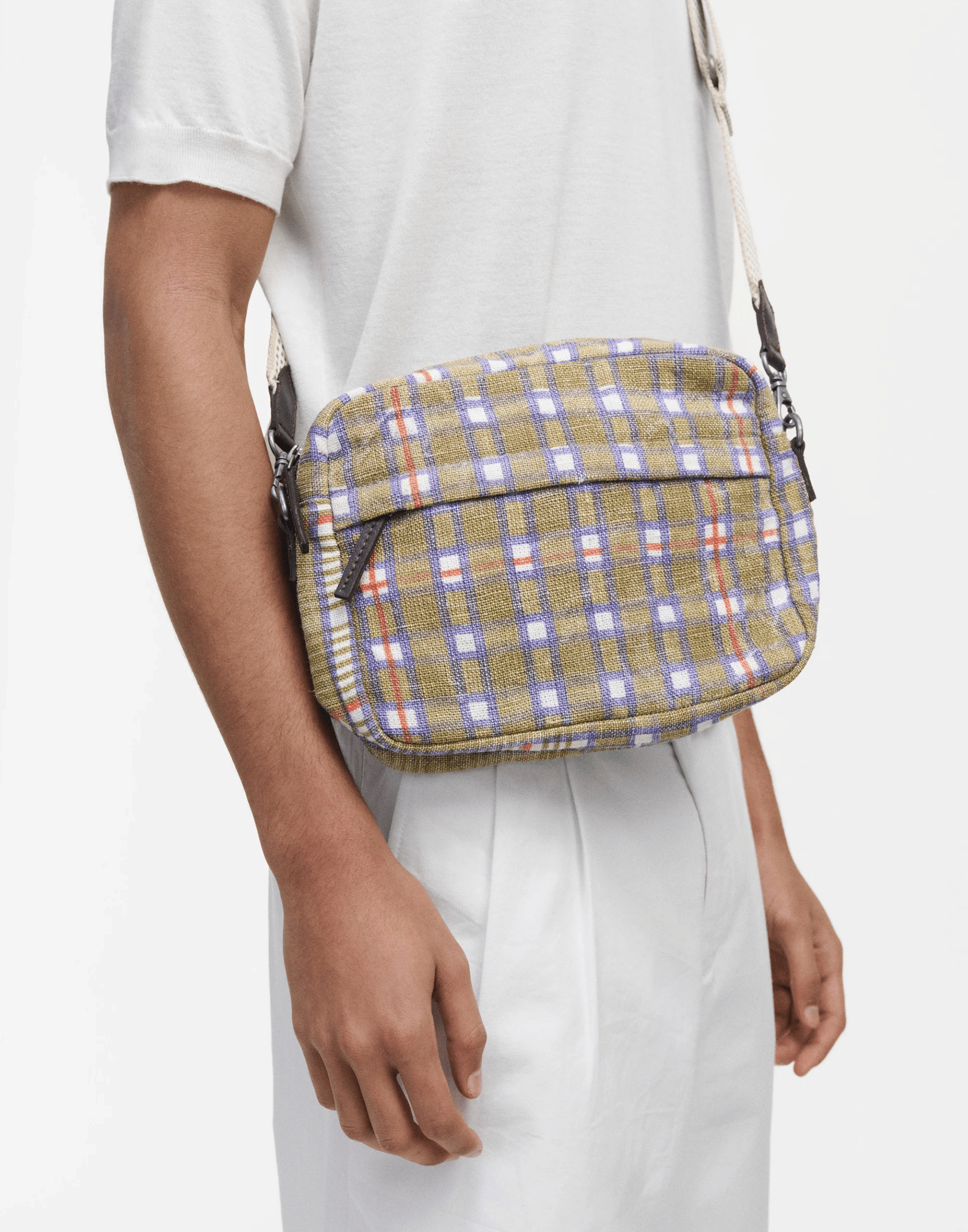 Olive Linen Crossbody Bag