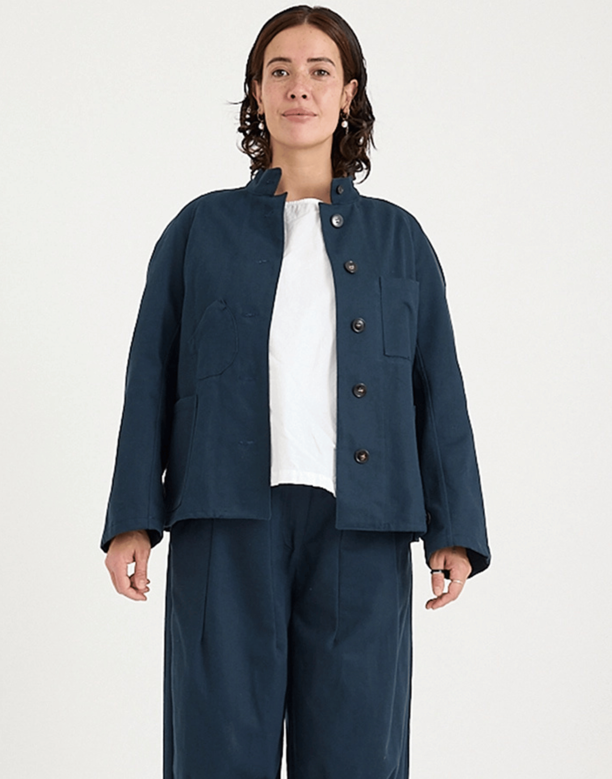 Navy Cotton Twill Train Drivers Jacket