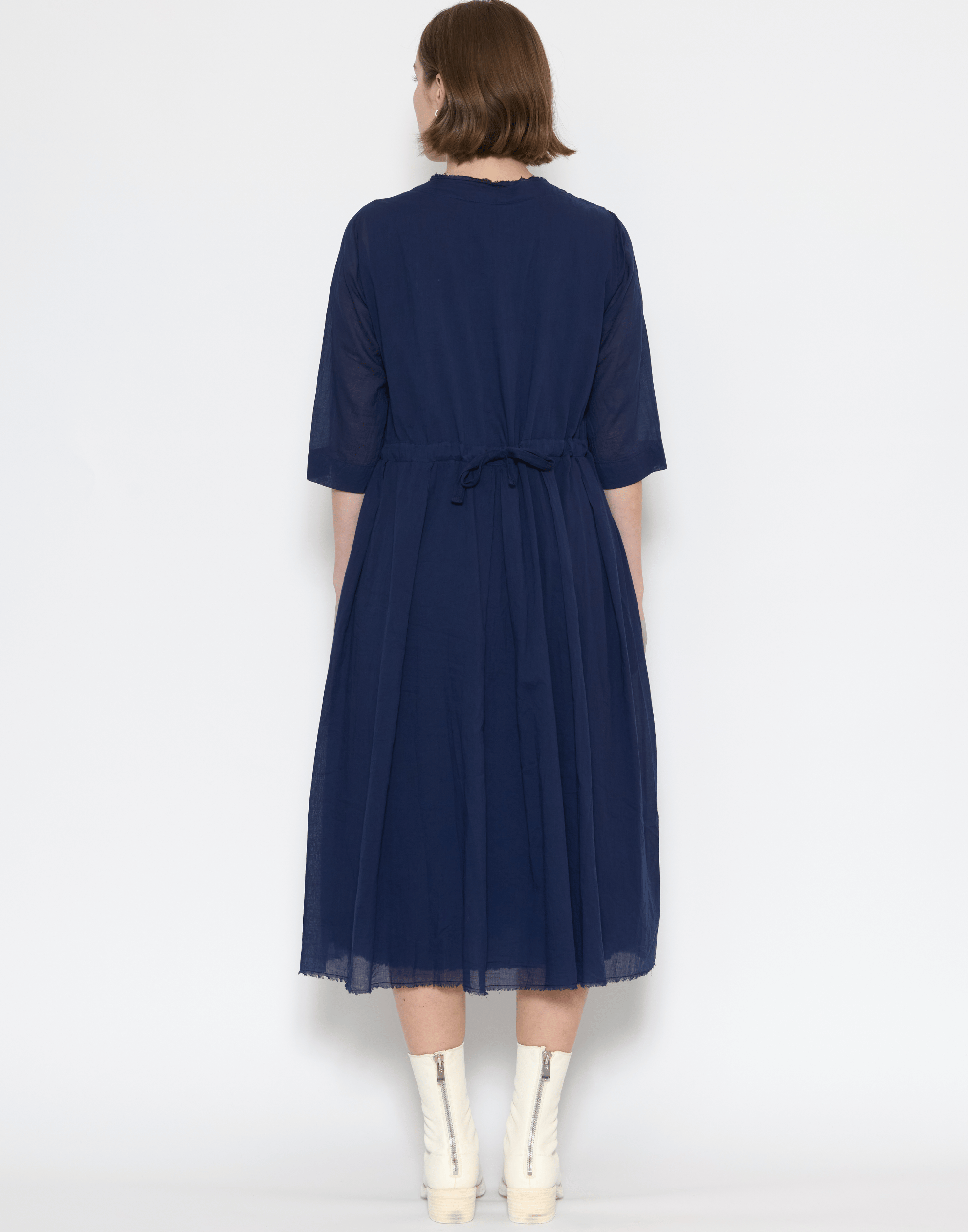 Ink Blue Cotton Voile Darja Dress