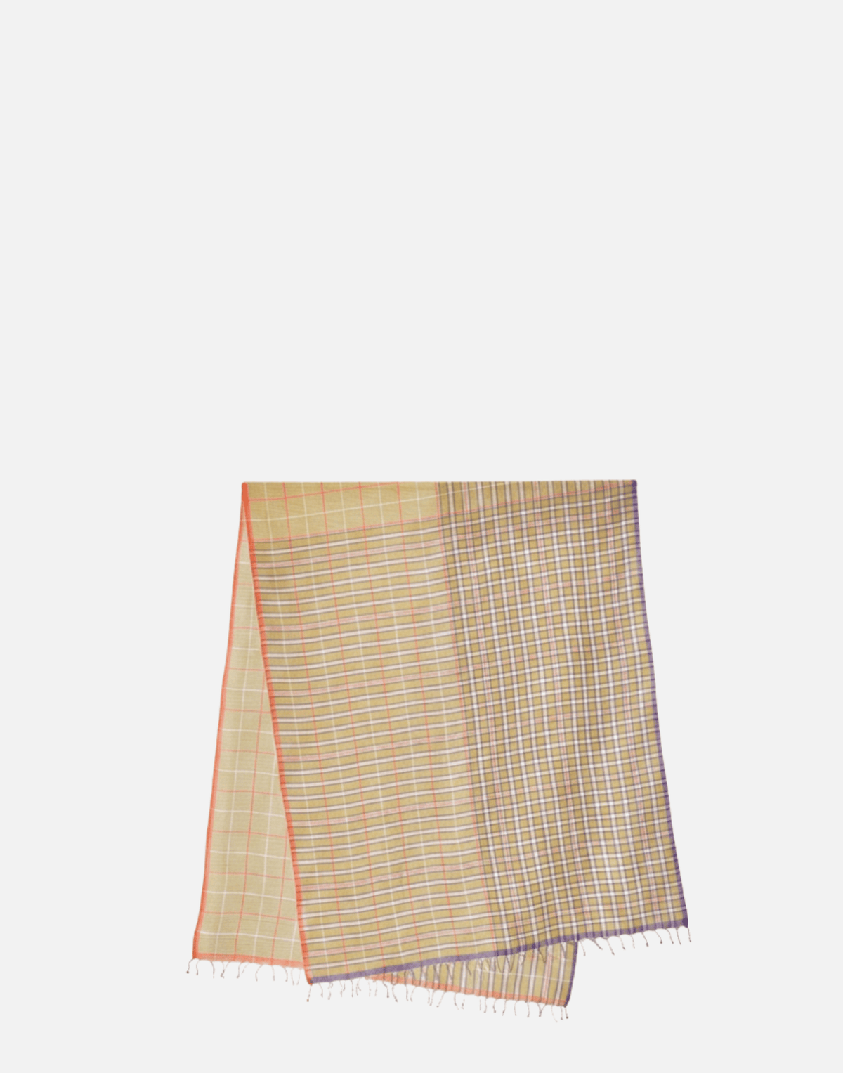 Olive Check Cotton & Linen Scarf
