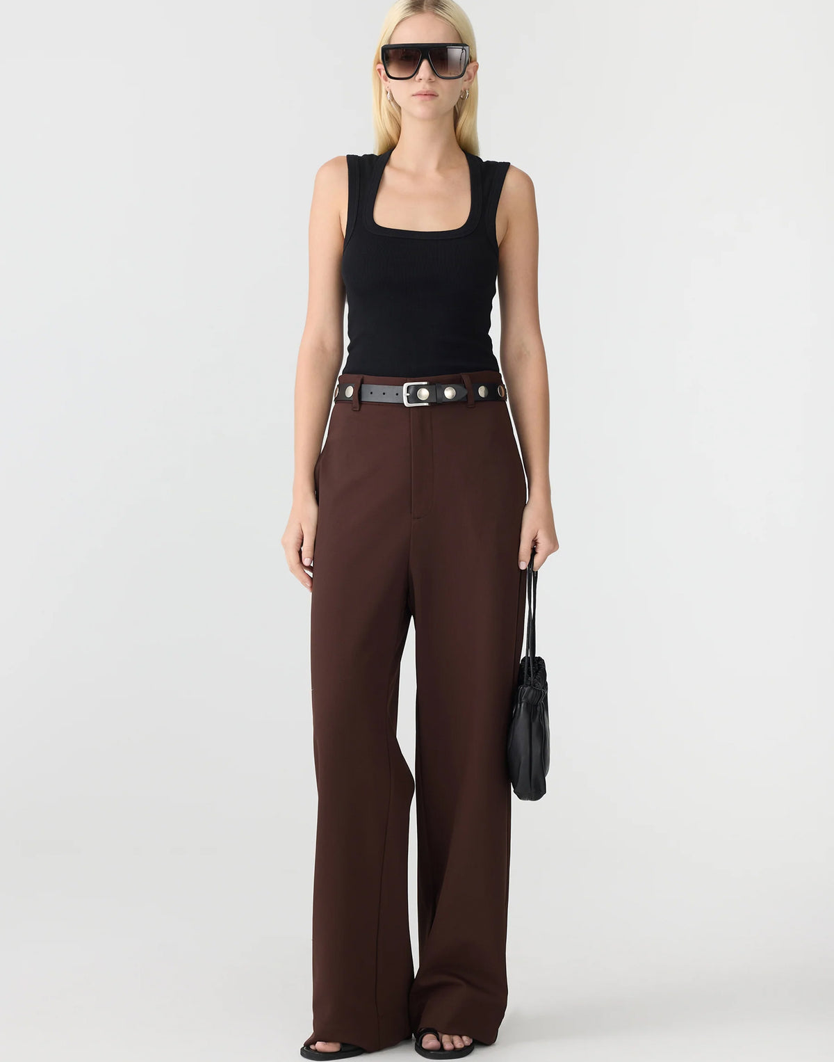 Carob Stretch Twill Tailored Pants
