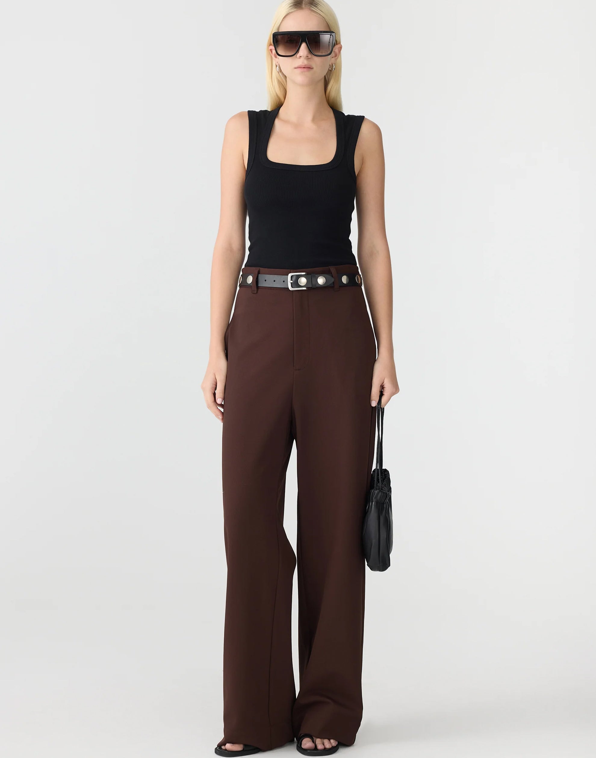 Carob Stretch Twill Tailored Pants