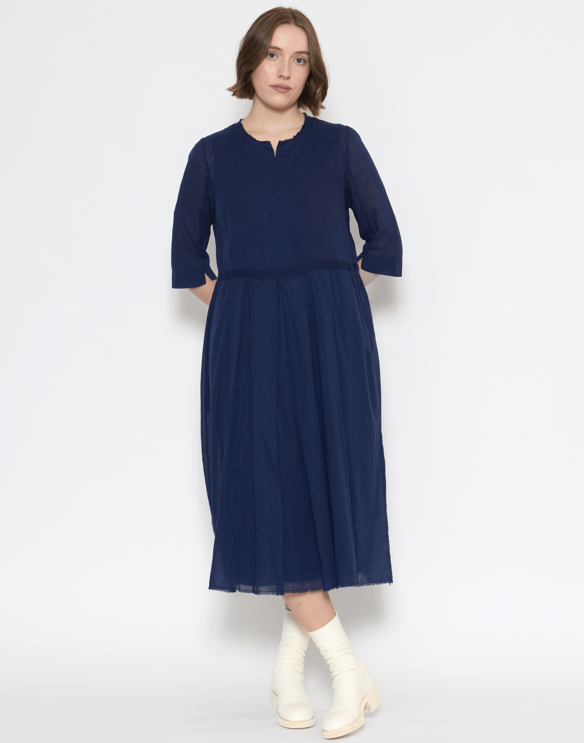 Ink Blue Cotton Voile Darja Dress